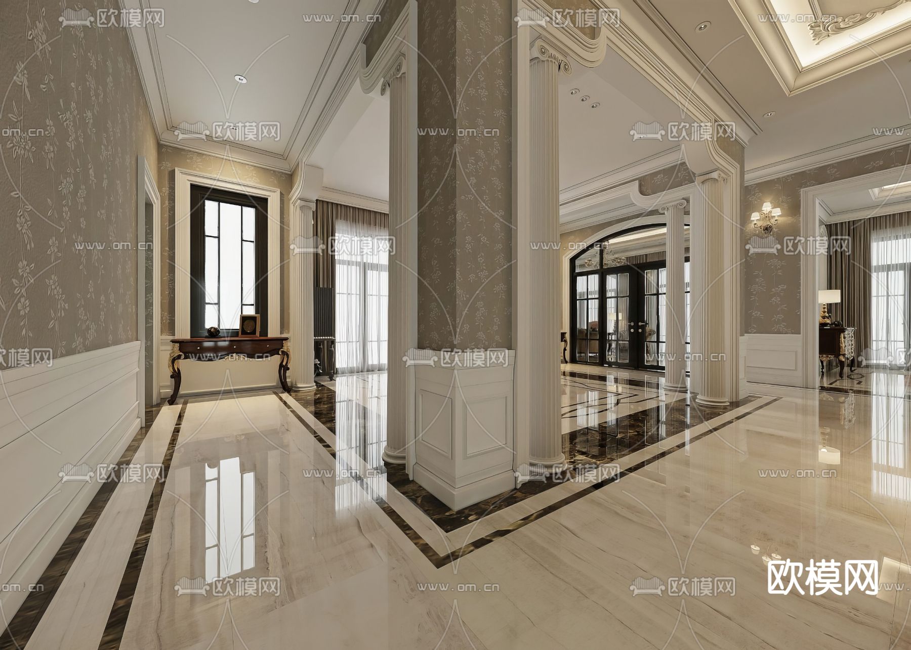 欧式客餐厅3d模型下载（渲染图8）