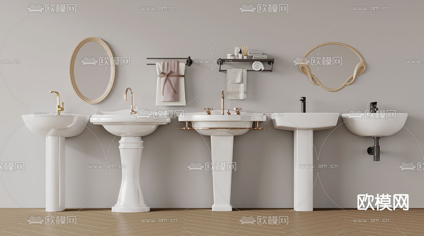 美式台盆 立柱洗手盆 柱盆3d模型下载