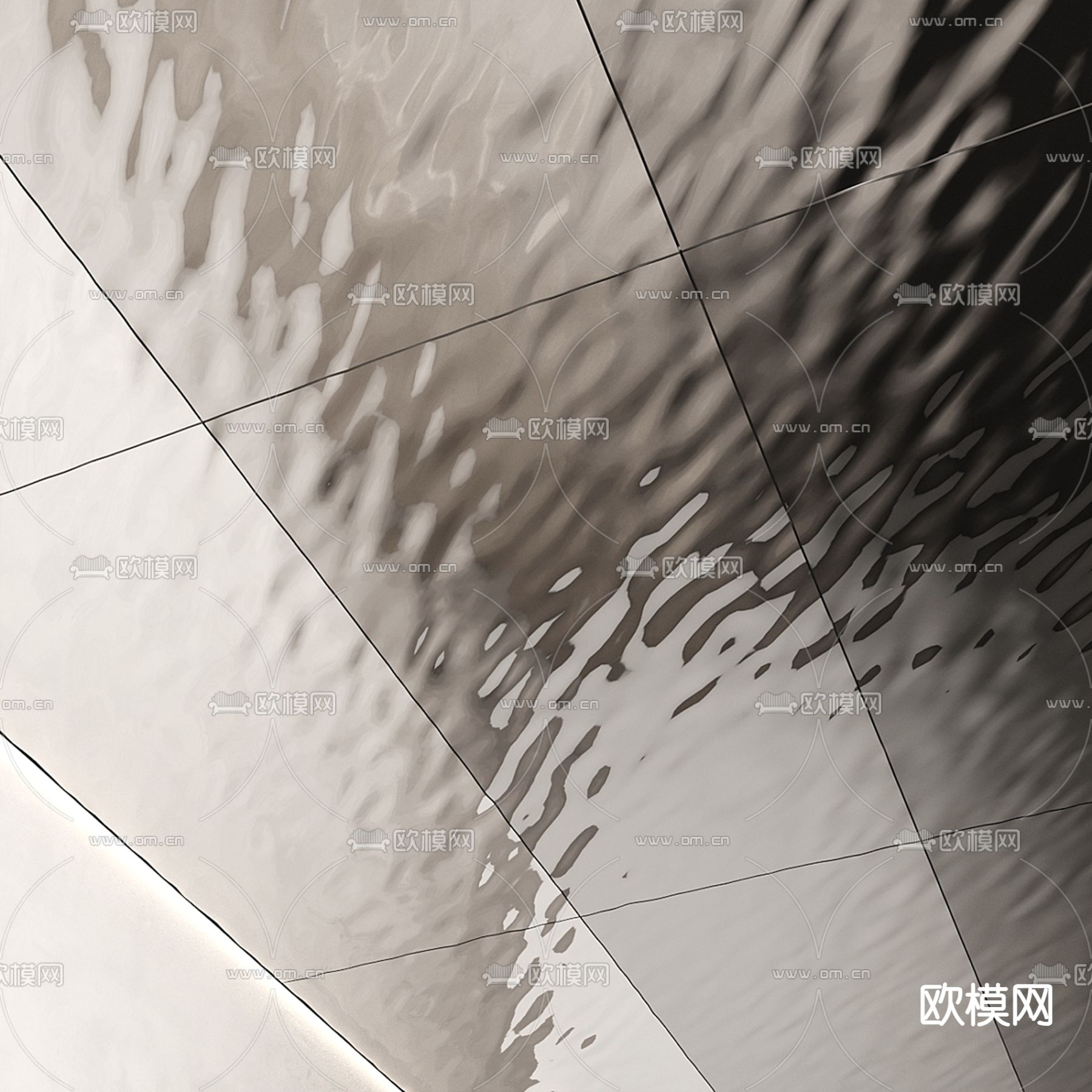 水波纹吊顶3d模型下载（渲染图1）