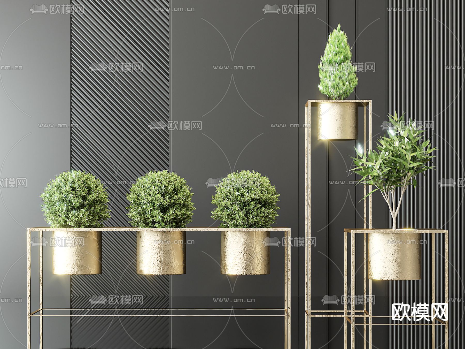 盆栽 盆景 绿植球3d模型下载_ID14265352_3dmax免费模型-欧模网