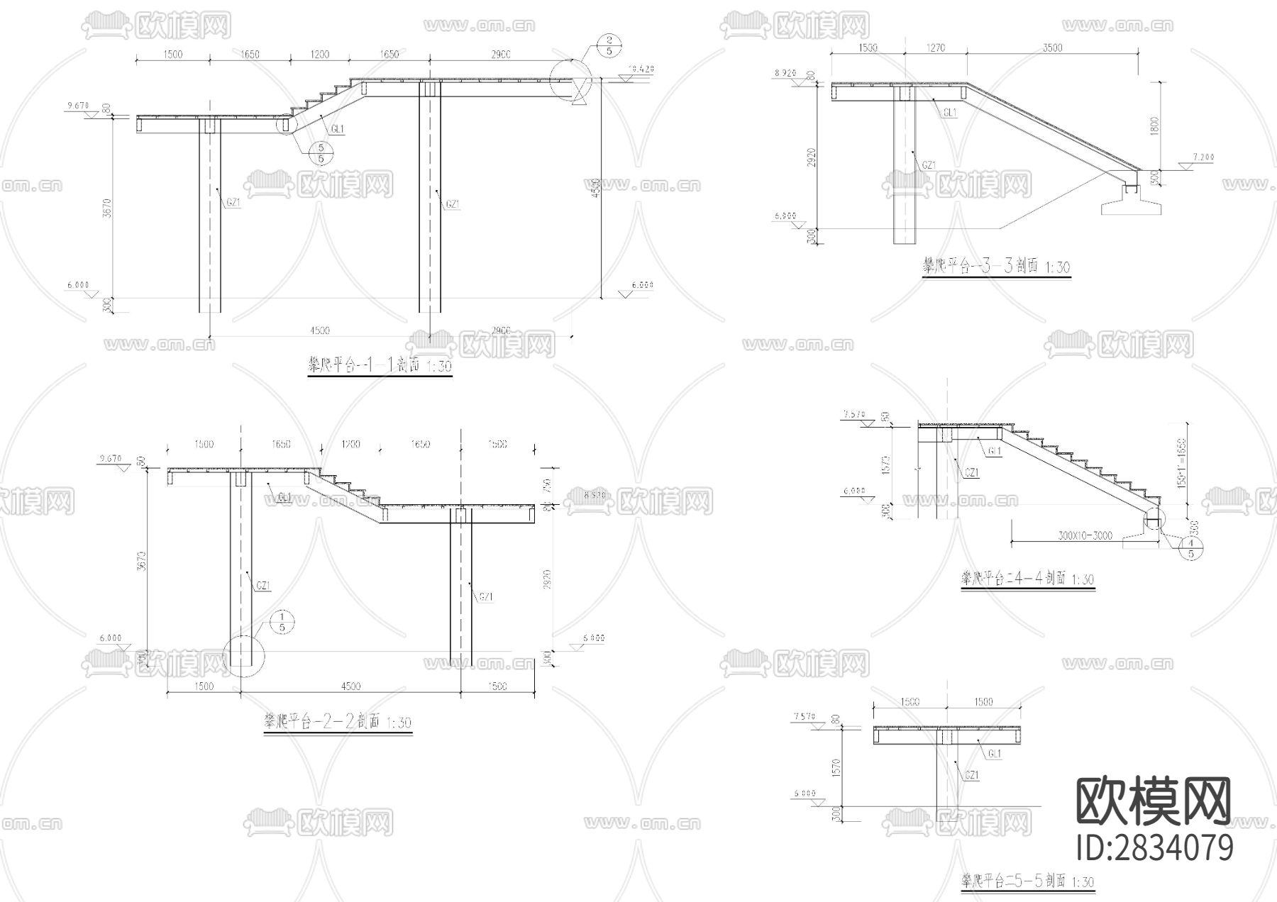 钢结构攀爬平台儿童游乐设施cad大样图下载（渲染图4）