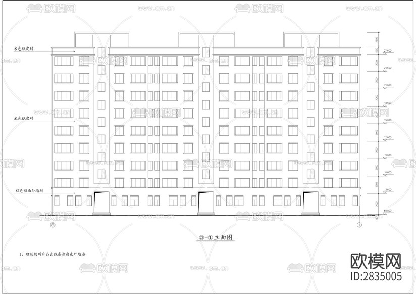 七層住宅樓建筑cad施工圖下載(渲染圖7)