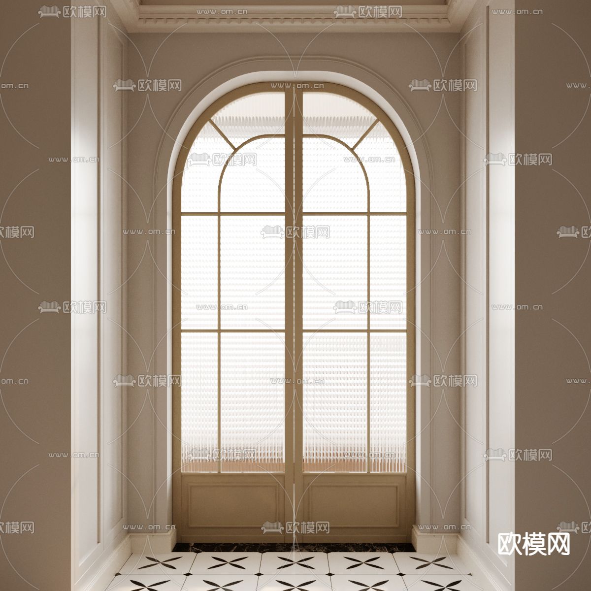 法式双开门 拱门3d模型下载_ID14264709_3dmax免费模型-欧模网