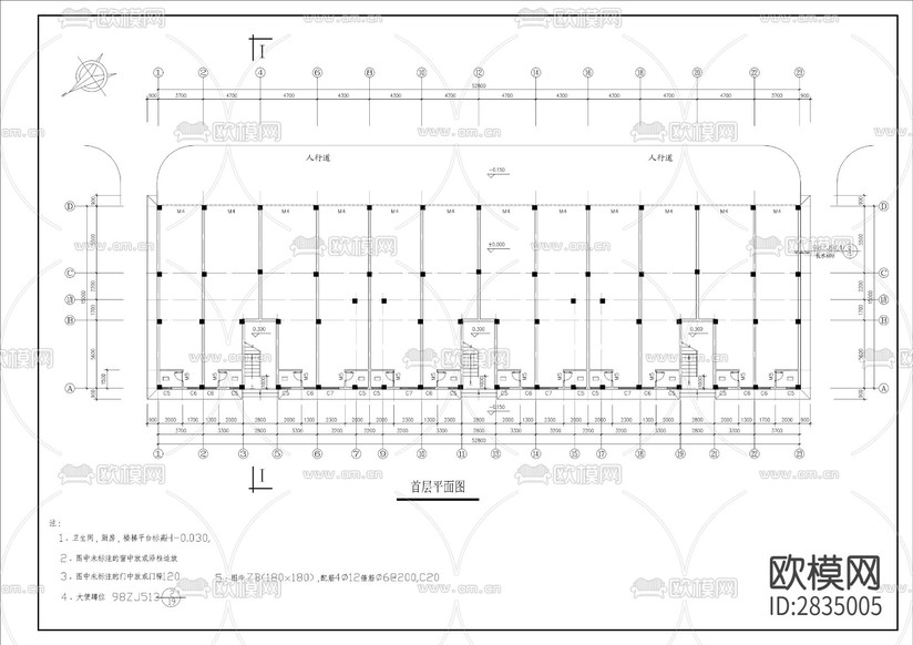 七層住宅樓建筑cad施工圖下載(渲染圖4)