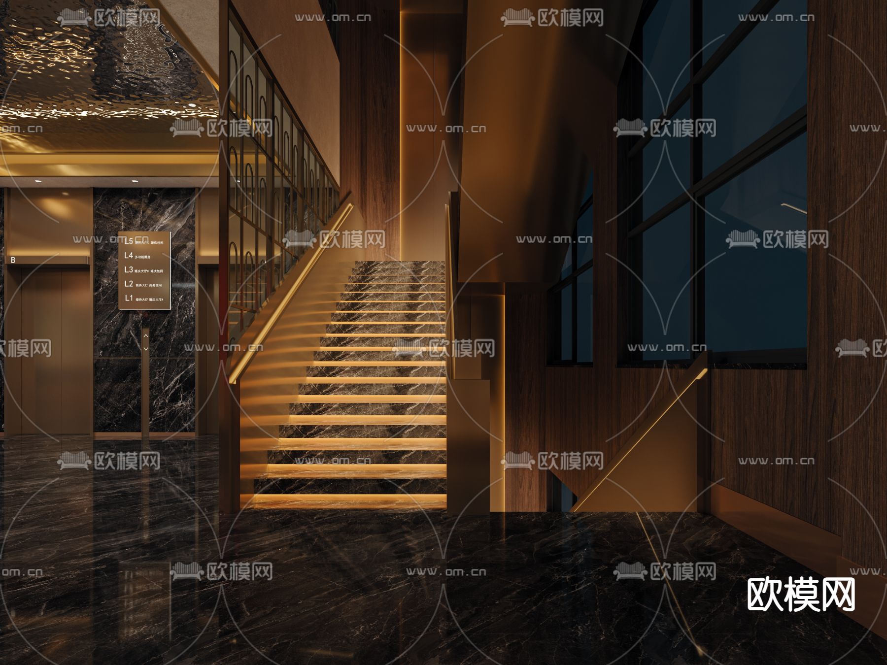 足浴店过道 酒店走廊3d模型下载（渲染图5）