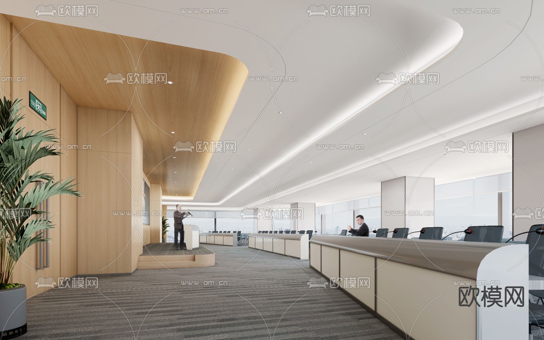 现代报告厅 培训室3d模型下载（渲染图1）
