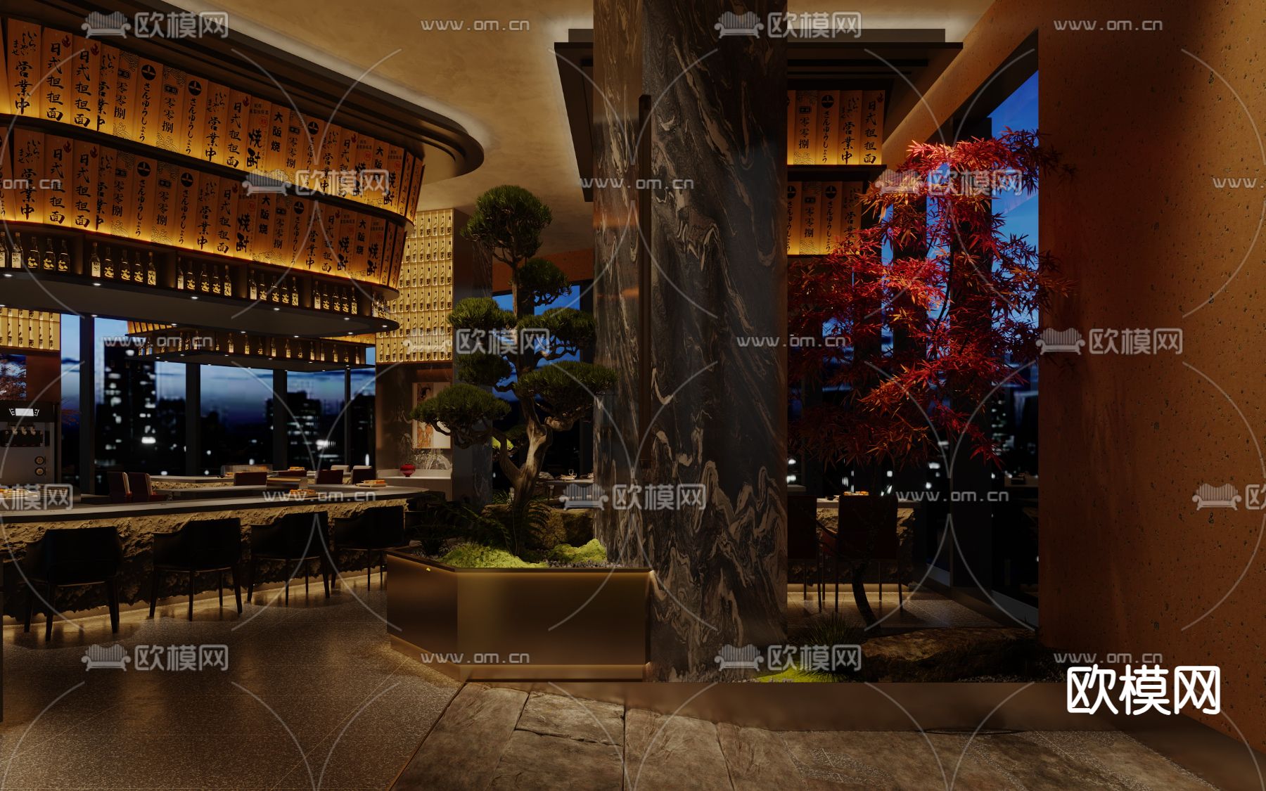 日式料理餐厅 铁板烧3d模型下载（渲染图4）