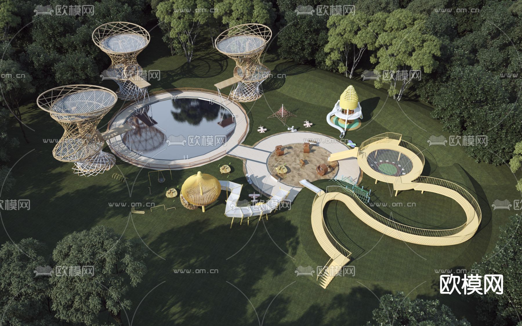 户外公园 儿童游乐园3d模型下载