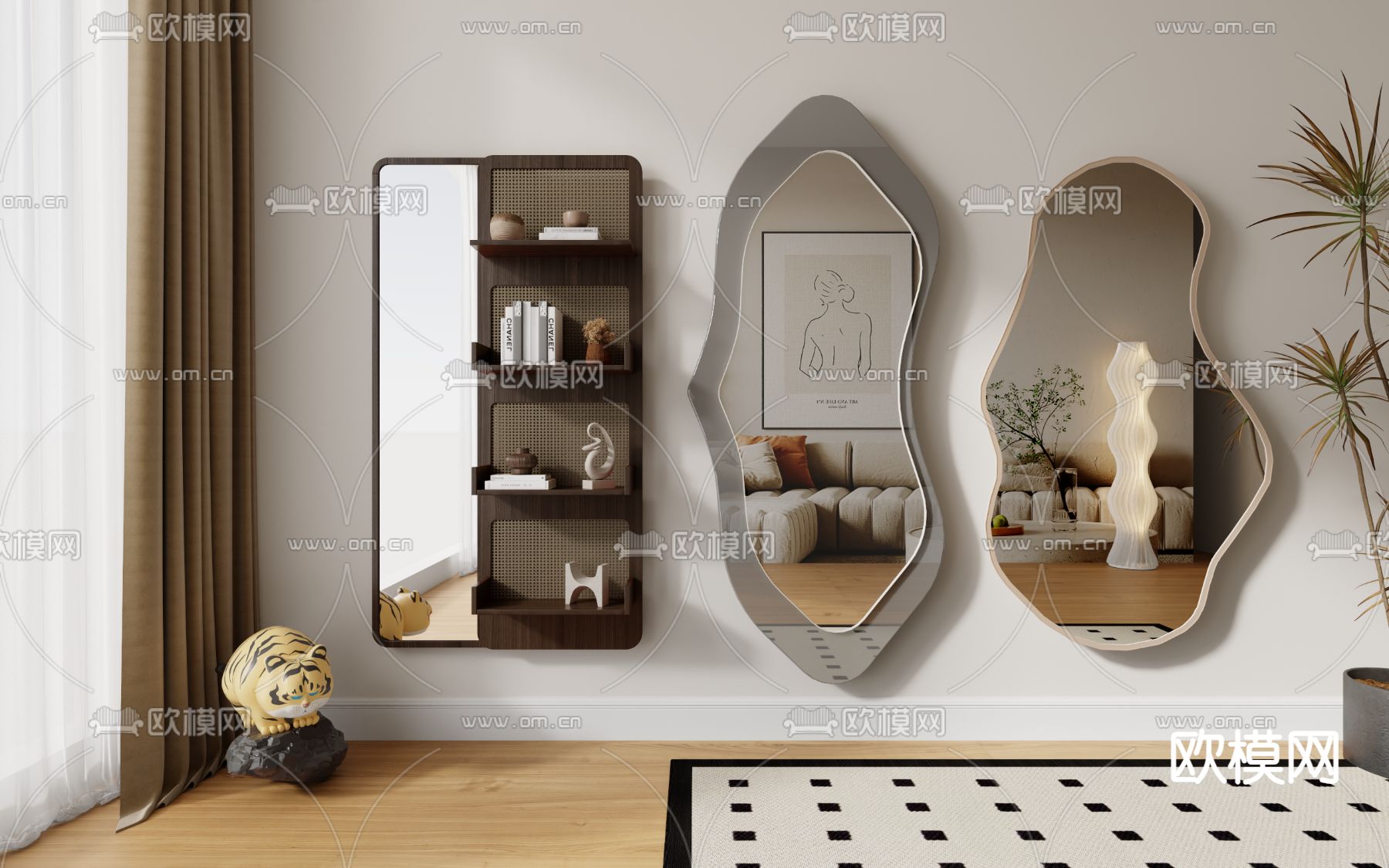 异形镜子 装饰镜3d模型下载