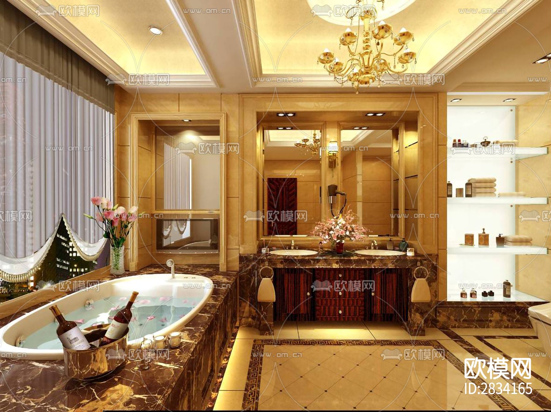 鹿城广场别墅cad施工图下载（渲染图5）