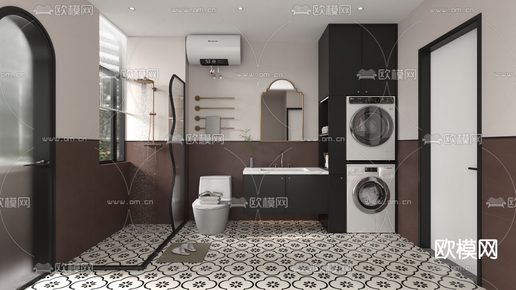 法式卫生间su模型下载（渲染图1）