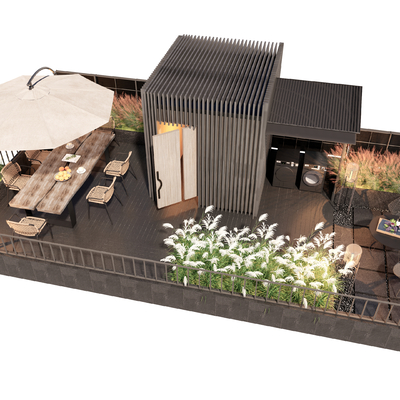  屋顶花园su模型 