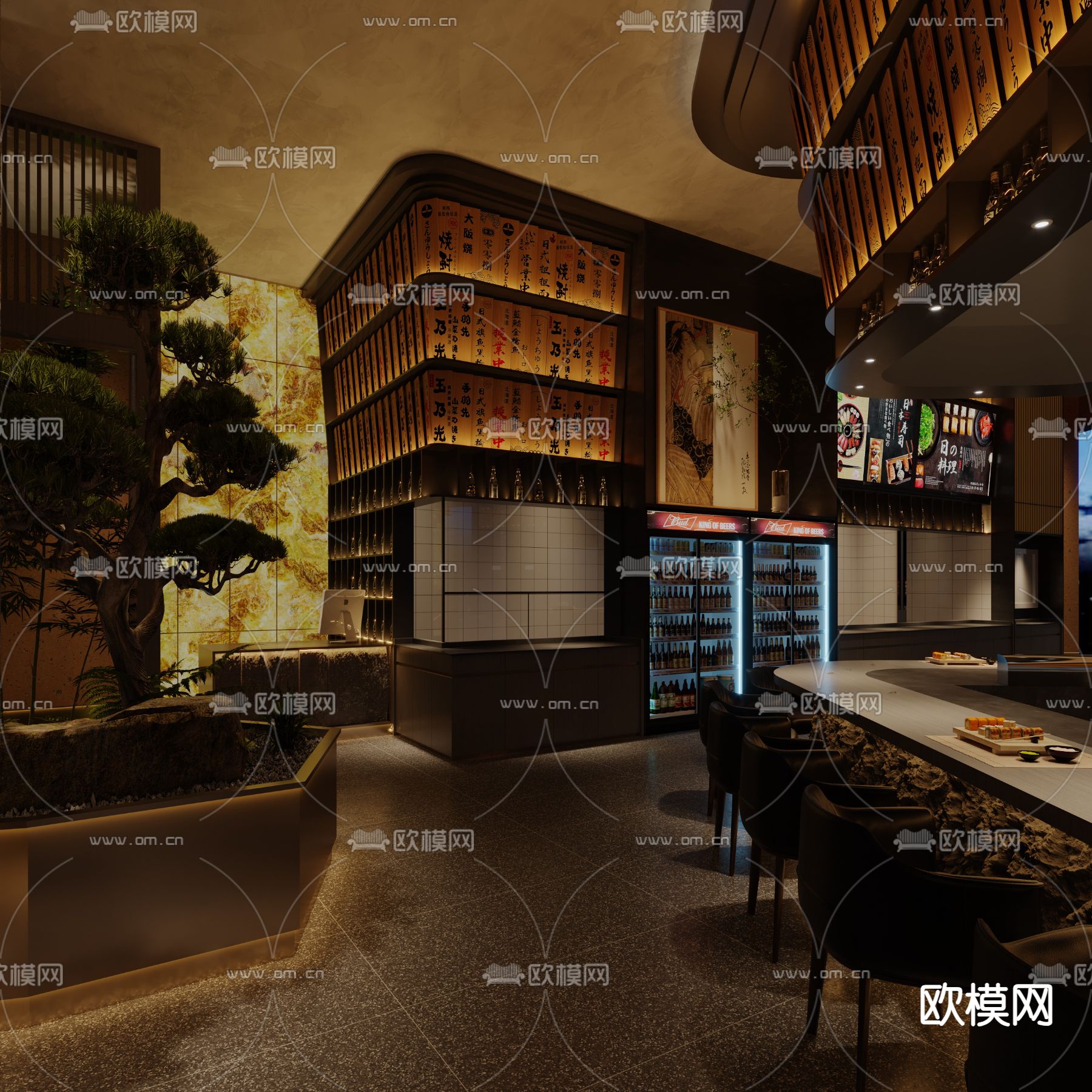 日式料理餐厅 铁板烧3d模型下载（渲染图6）