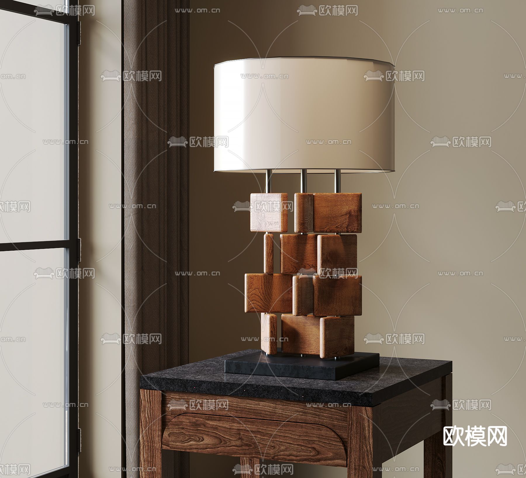 中古风台灯su模型下载（渲染图1）