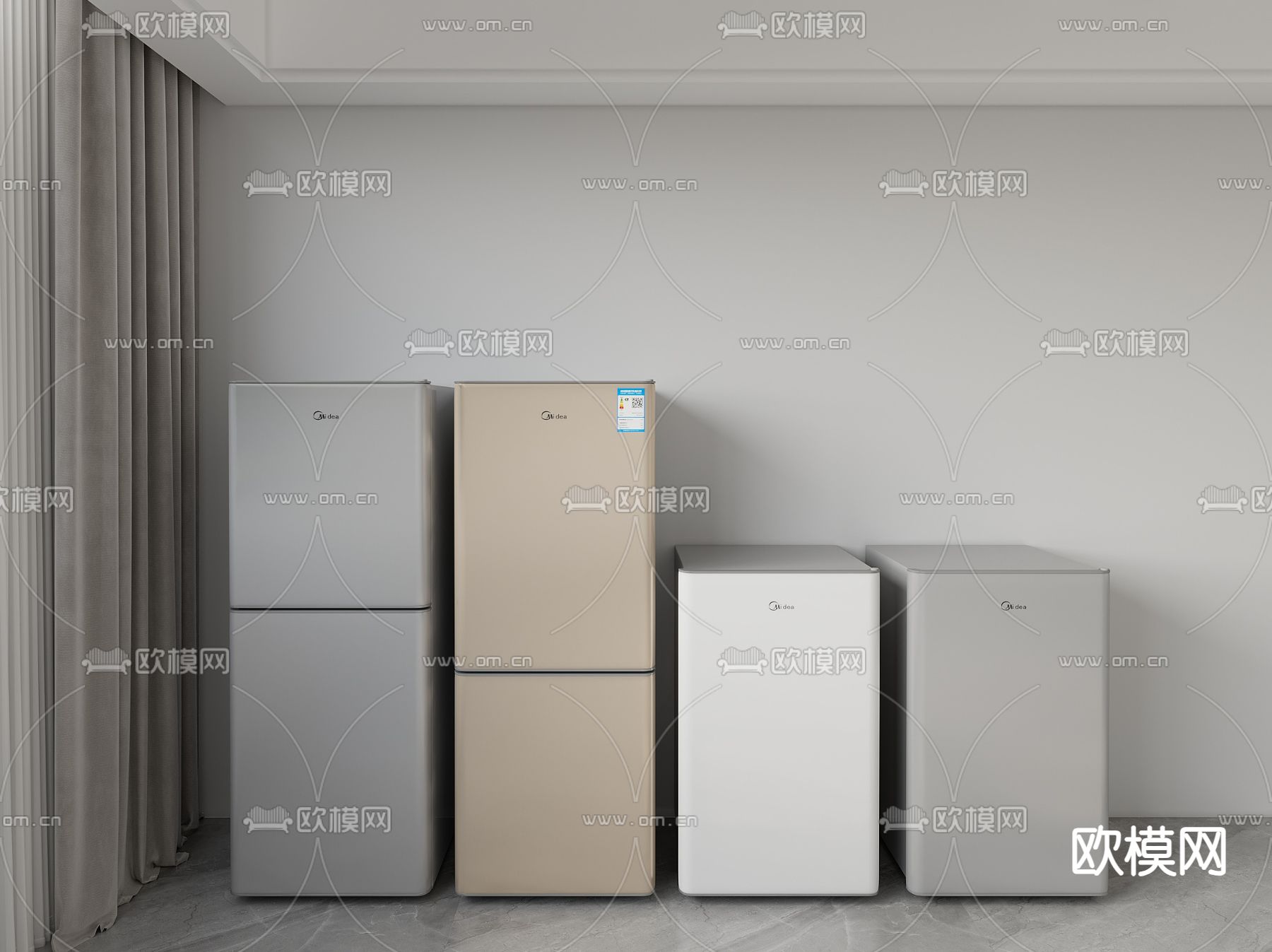 现代冰箱su模型下载（渲染图1）