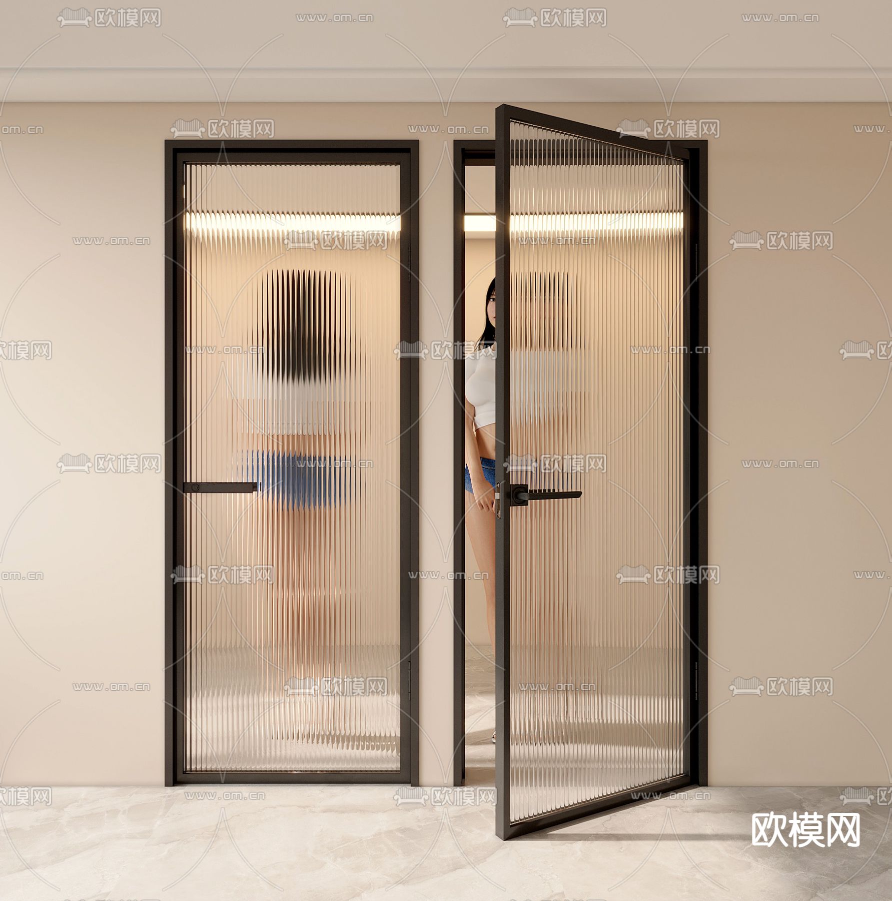 现代长虹玻璃门su模型下载_ID14265236_sketchup模型下载-欧模网