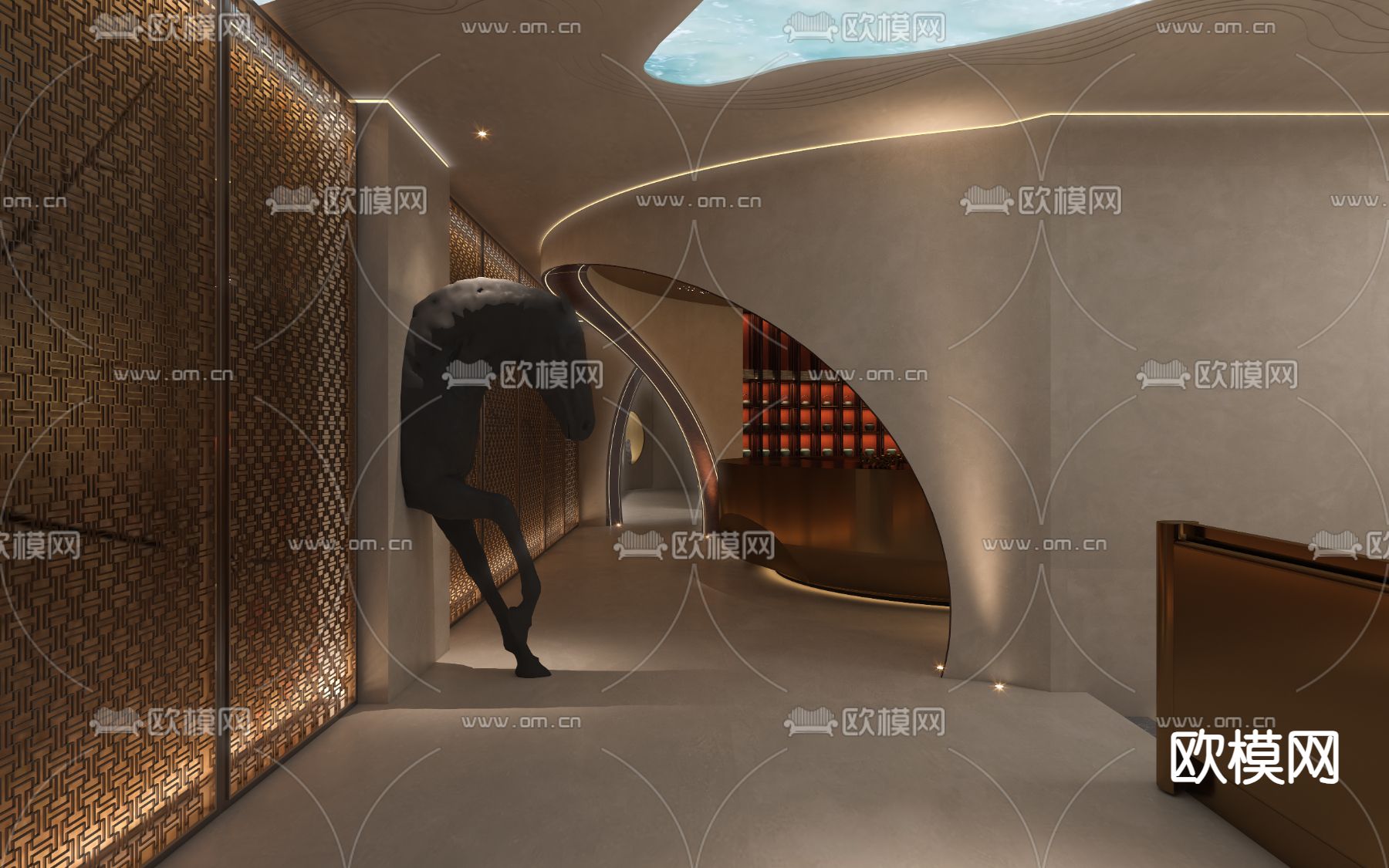 侘寂茶馆 过道 走廊3d模型下载