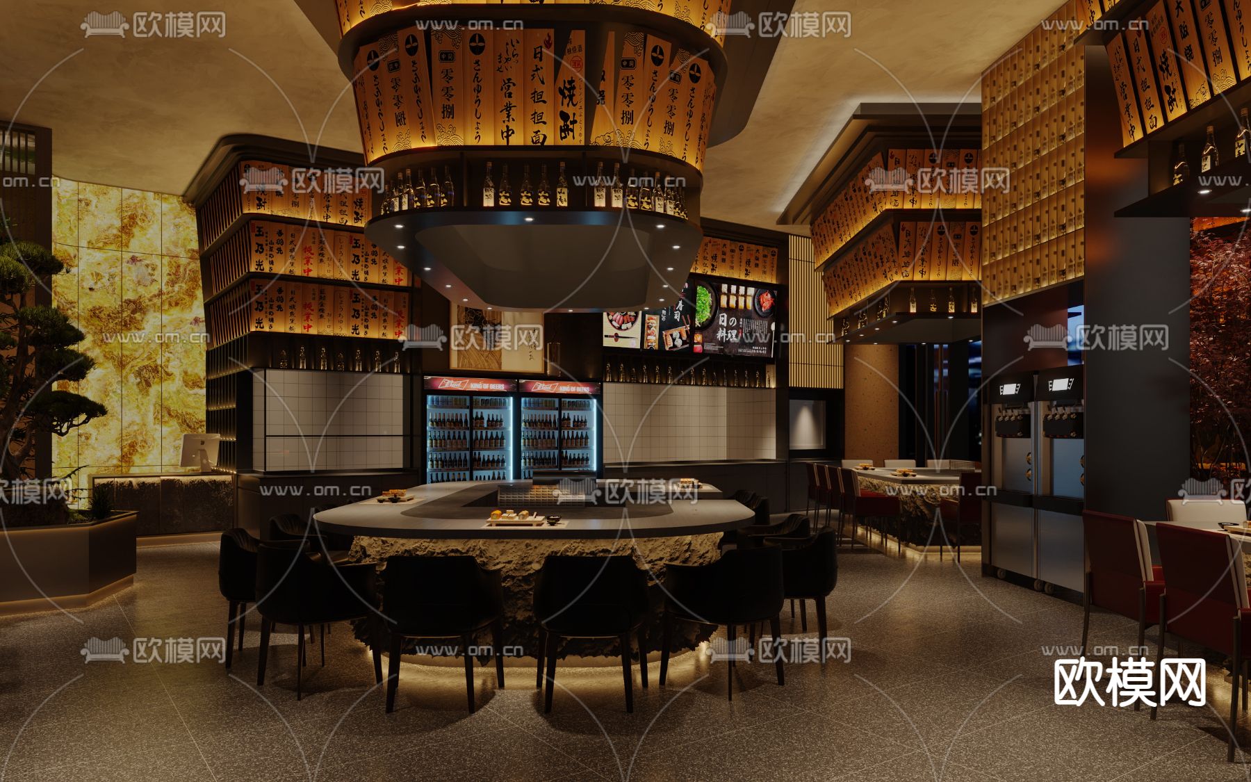 日式料理餐厅 铁板烧3d模型下载（渲染图1）