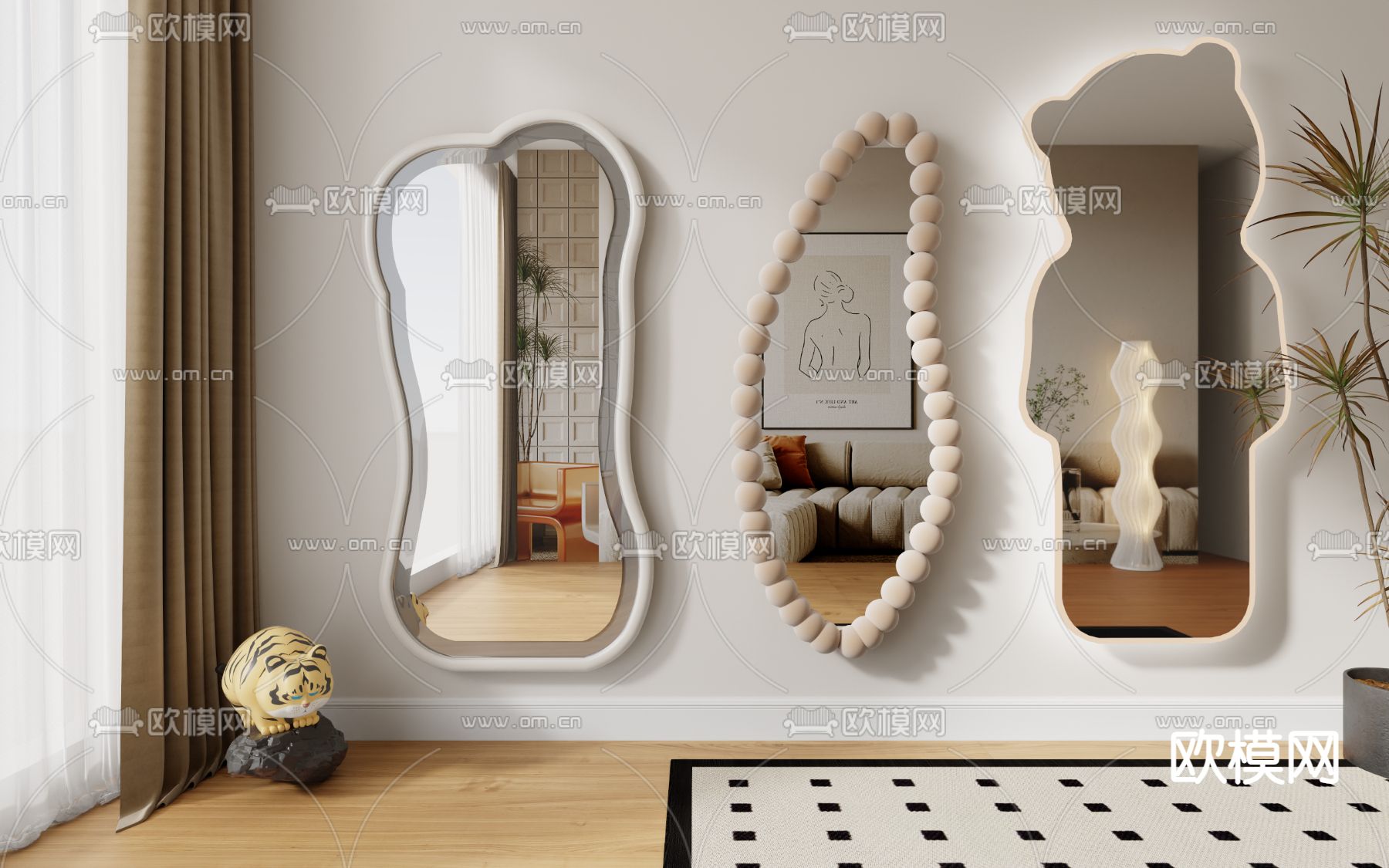 异形镜子 全身镜 穿衣镜3d模型下载