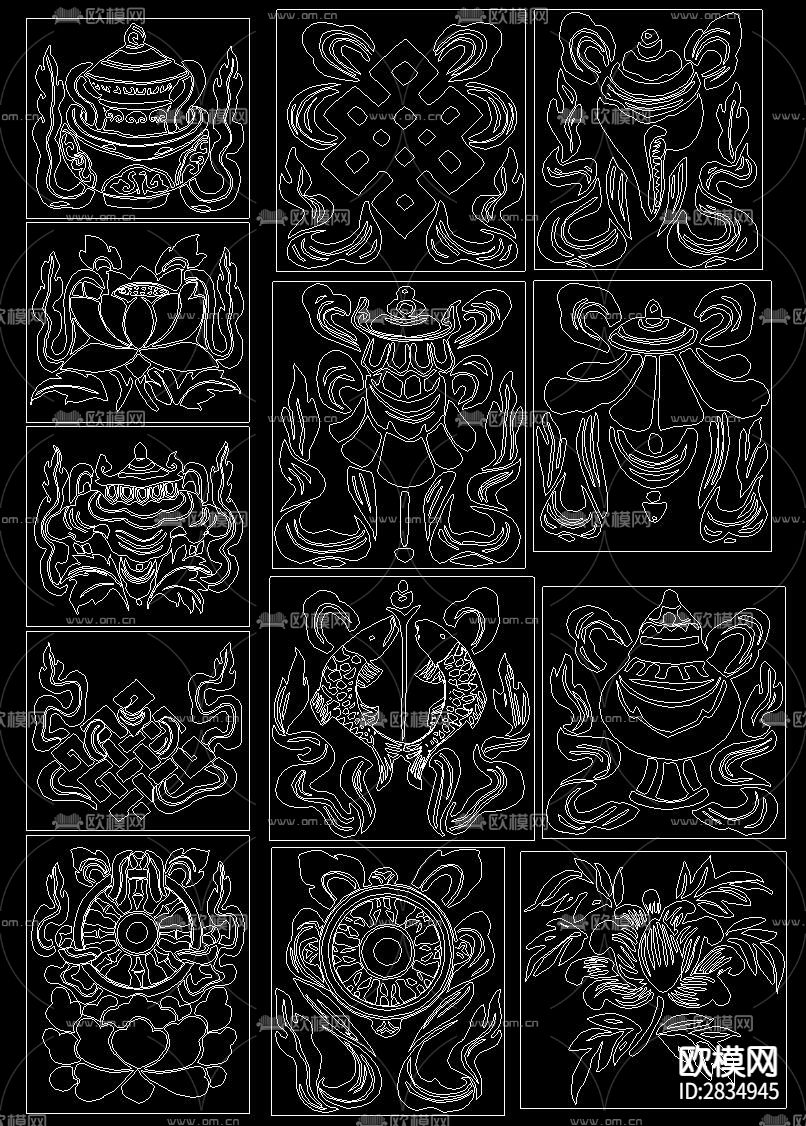 藏式花纹cad图库下载（渲染图2）