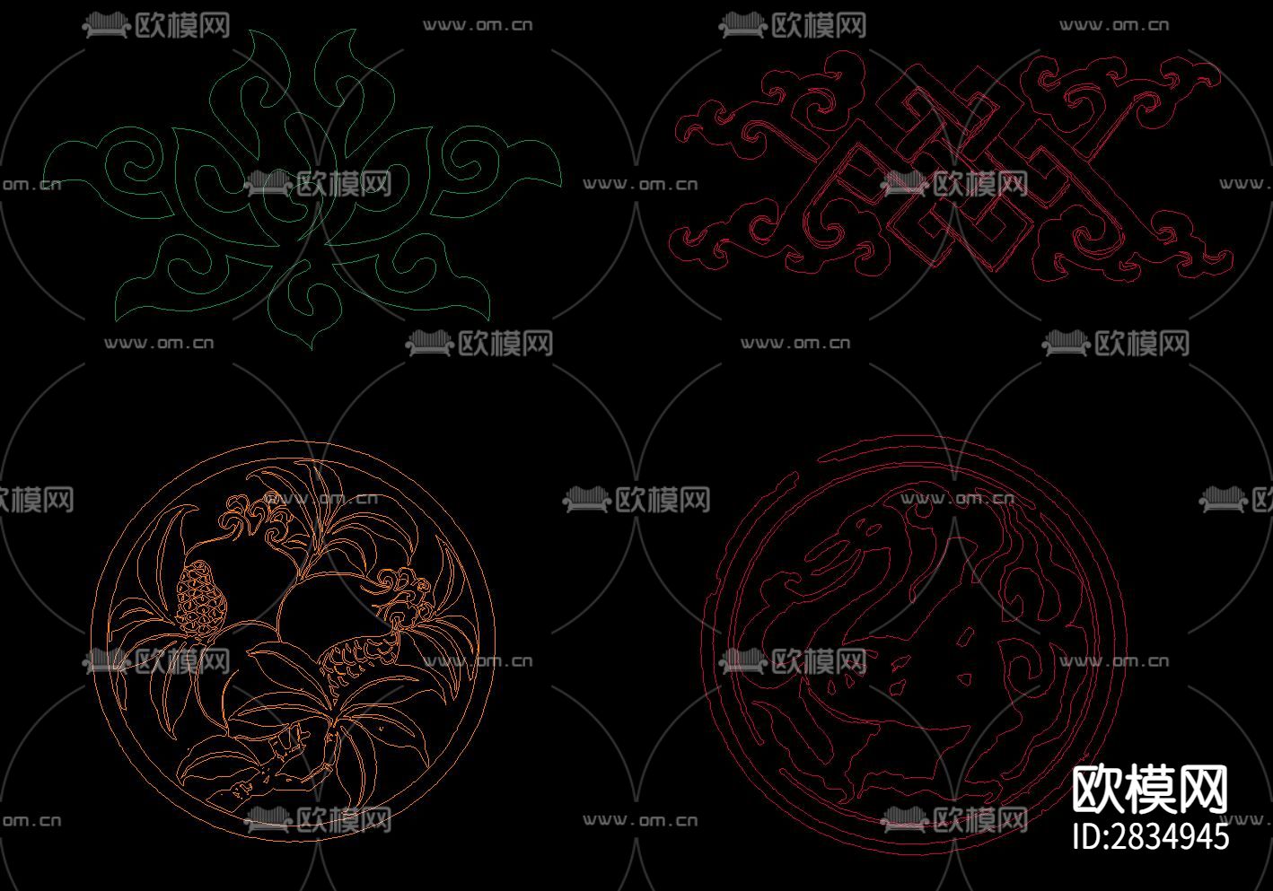 藏式花纹cad图库下载（渲染图4）