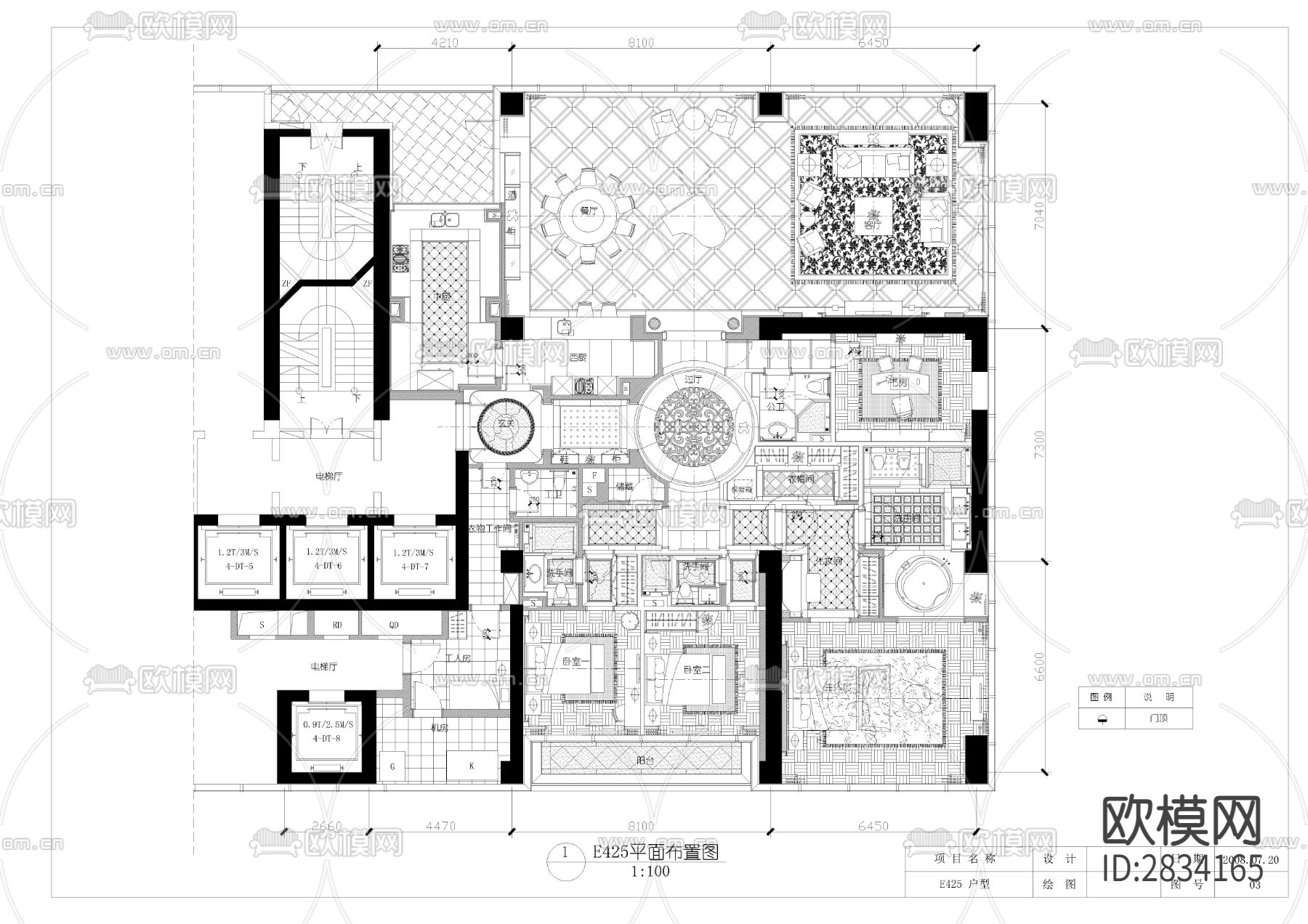 鹿城广场别墅cad施工图下载（渲染图6）