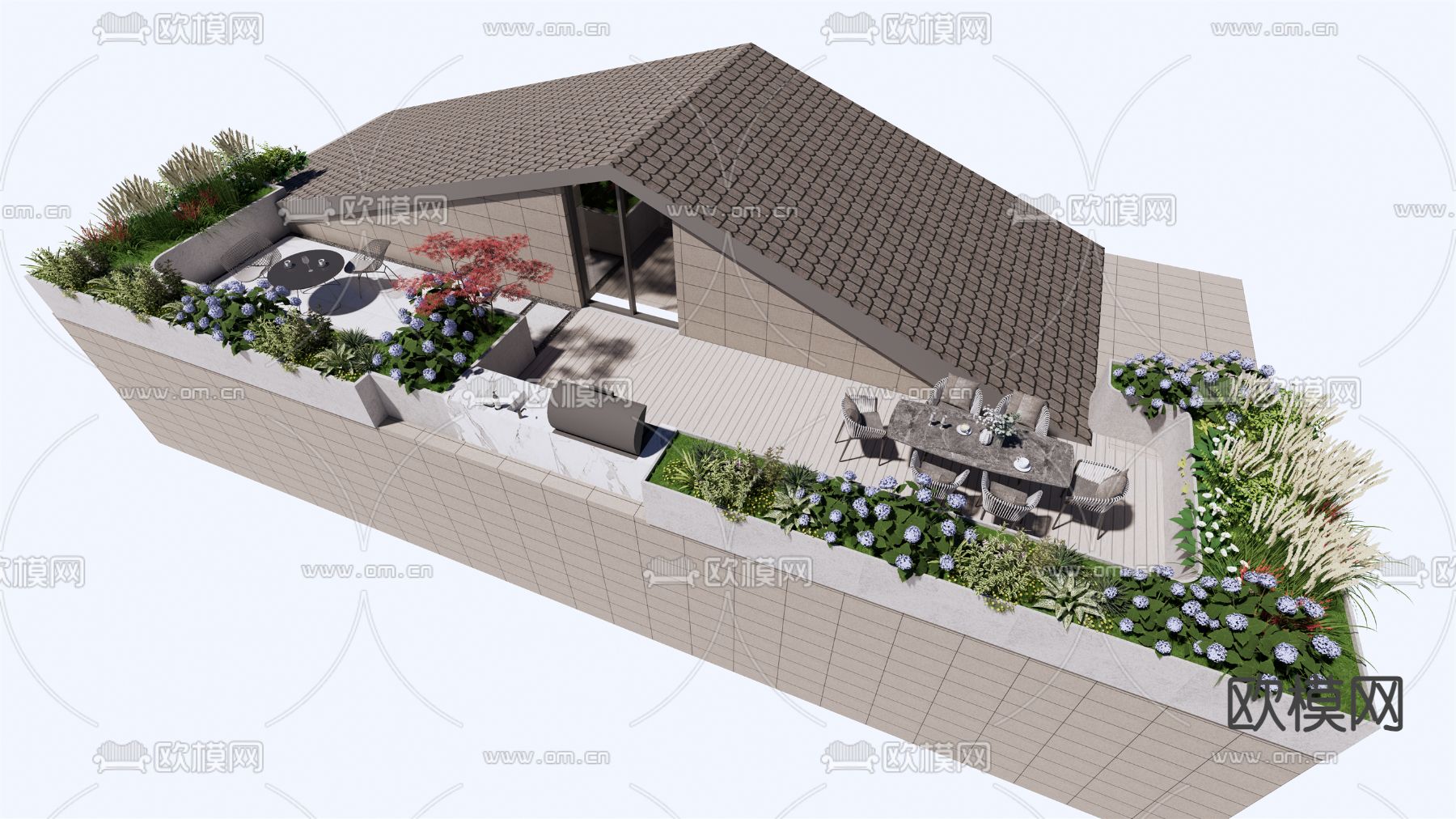 屋顶花园 景观su模型下载（渲染图1）