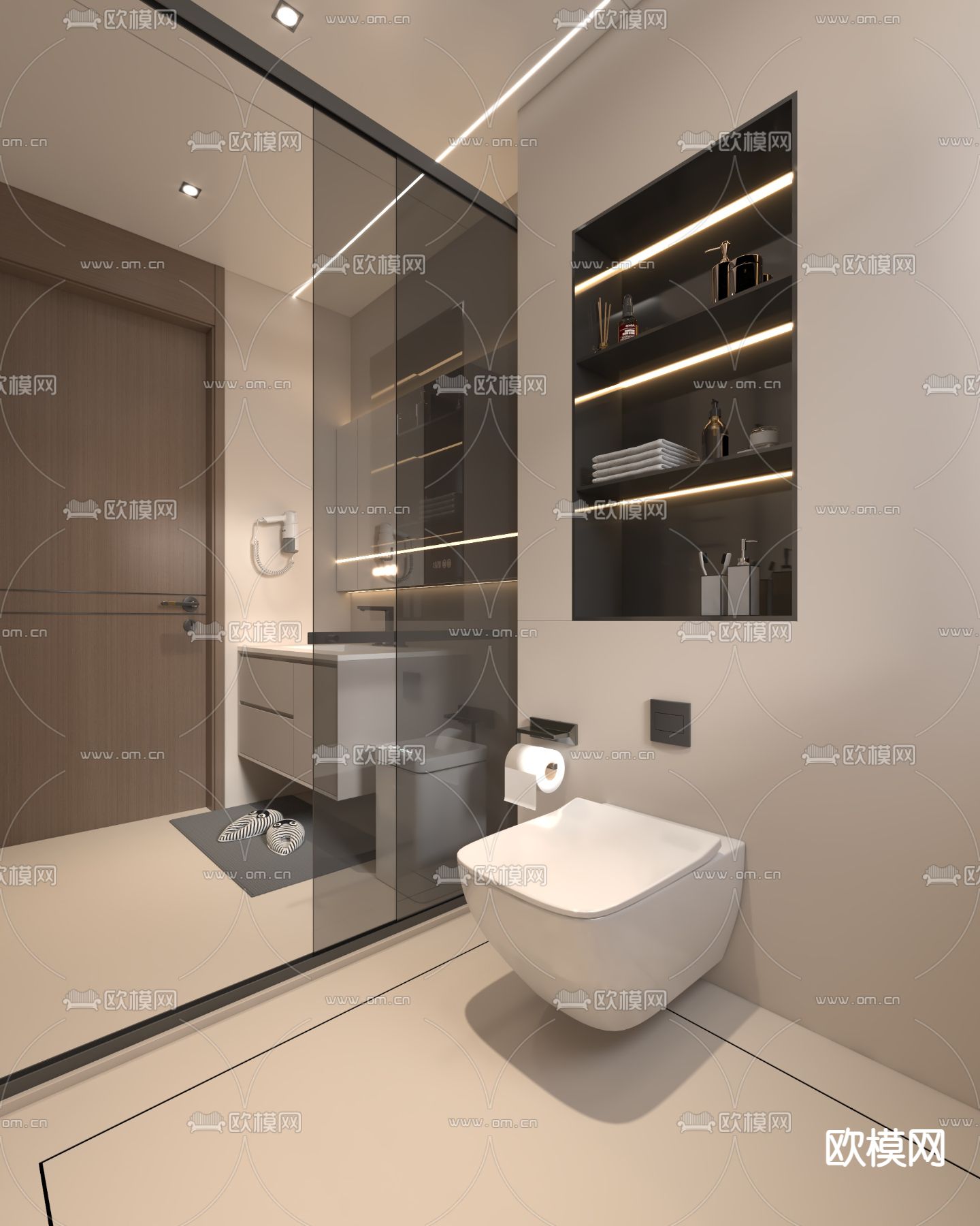 卫生间 浴室3d模型下载（渲染图2）