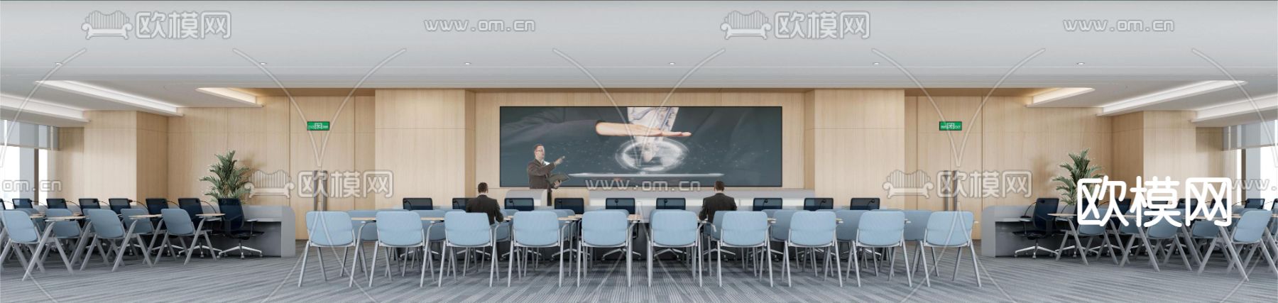 现代报告厅 培训室3d模型下载（渲染图2）