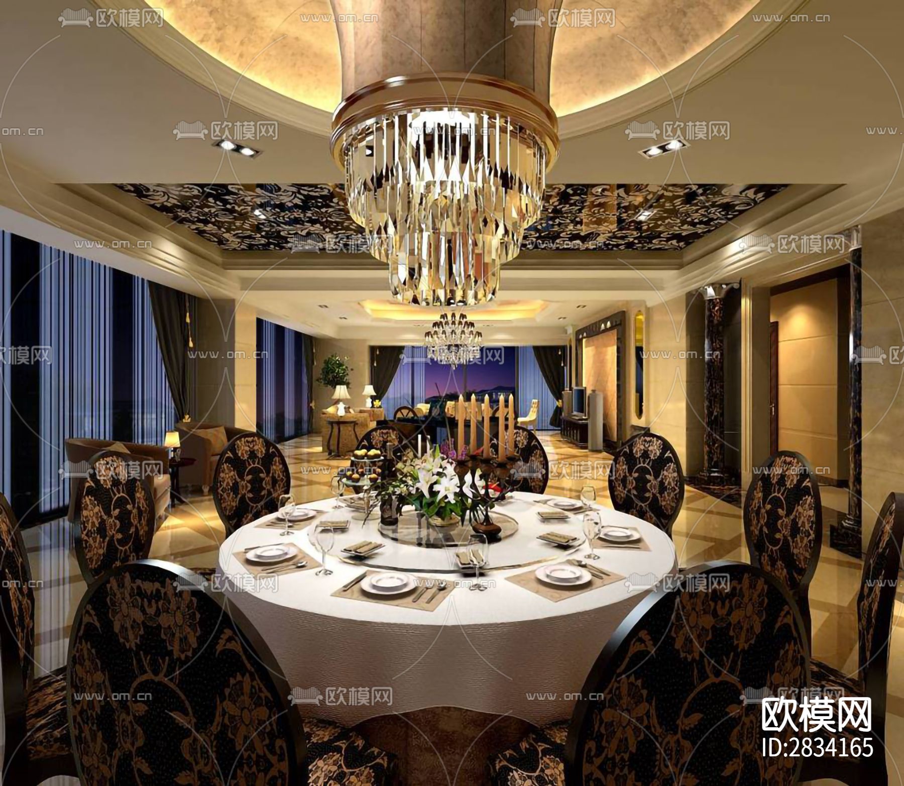 鹿城广场别墅cad施工图下载（渲染图2）