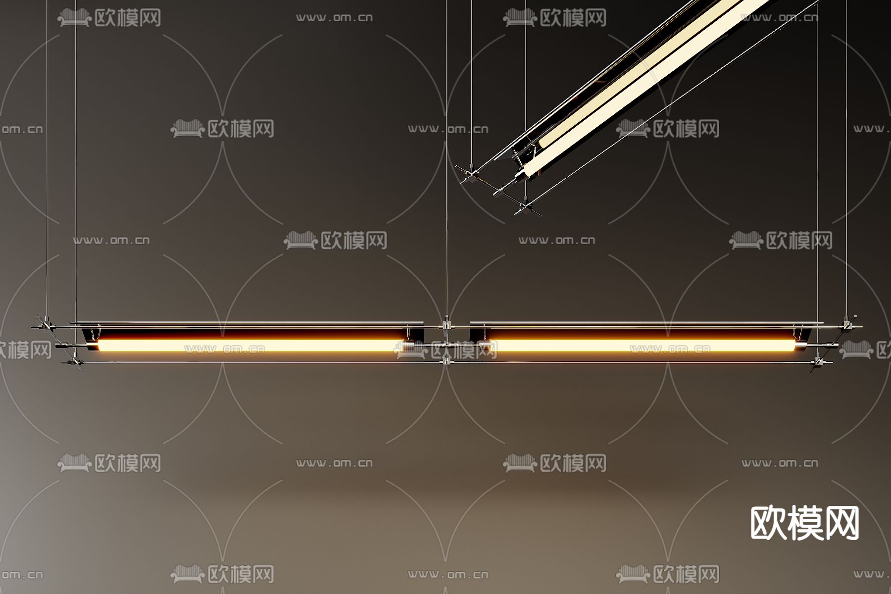 办公吊灯 长条吊灯3d模型下载
