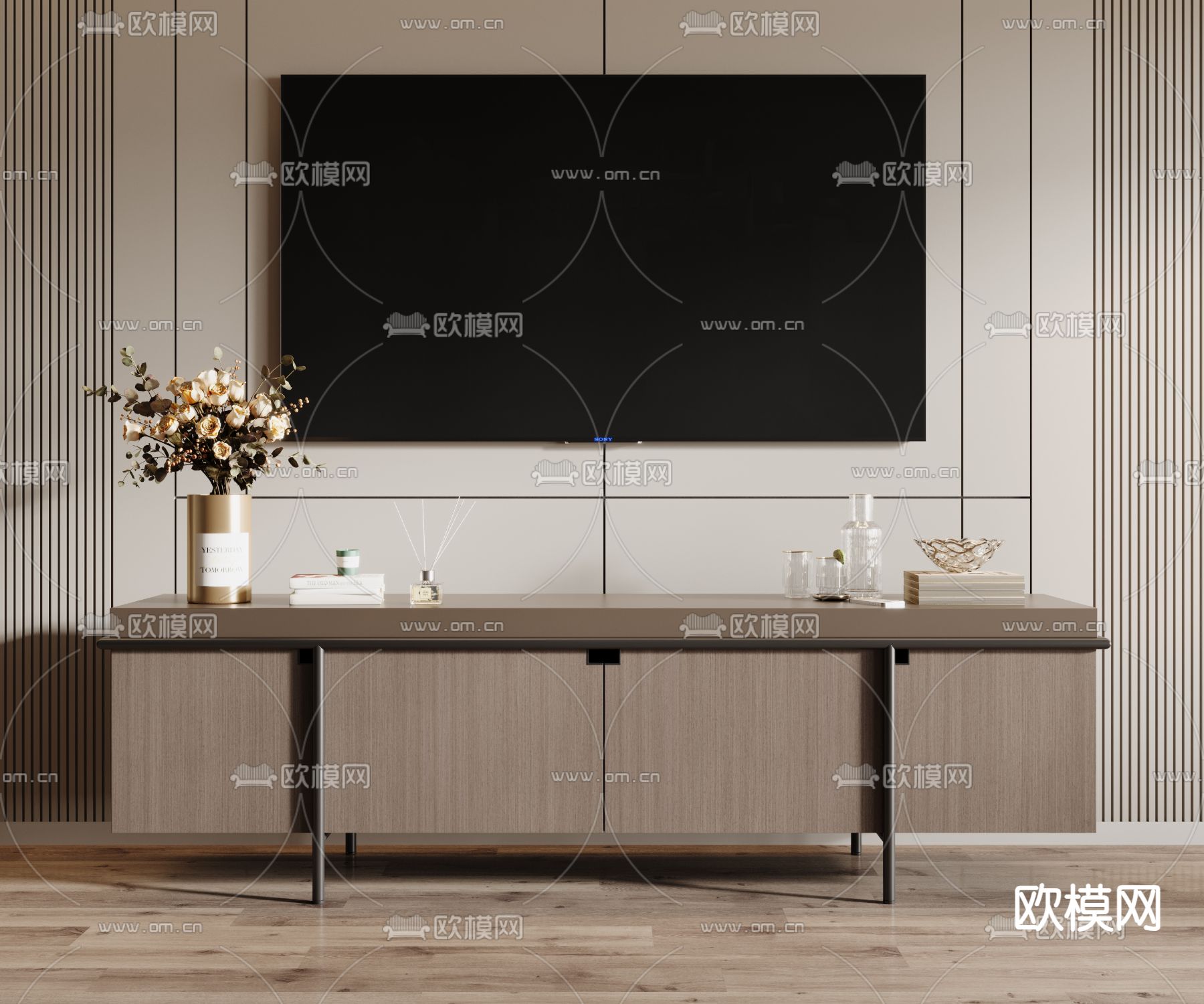现代电视柜3d模型下载