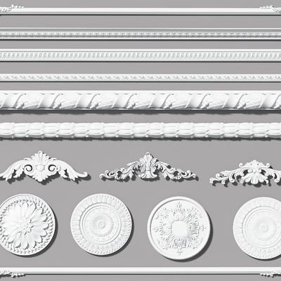  石膏线 灯盘 雕花 角花su模型 