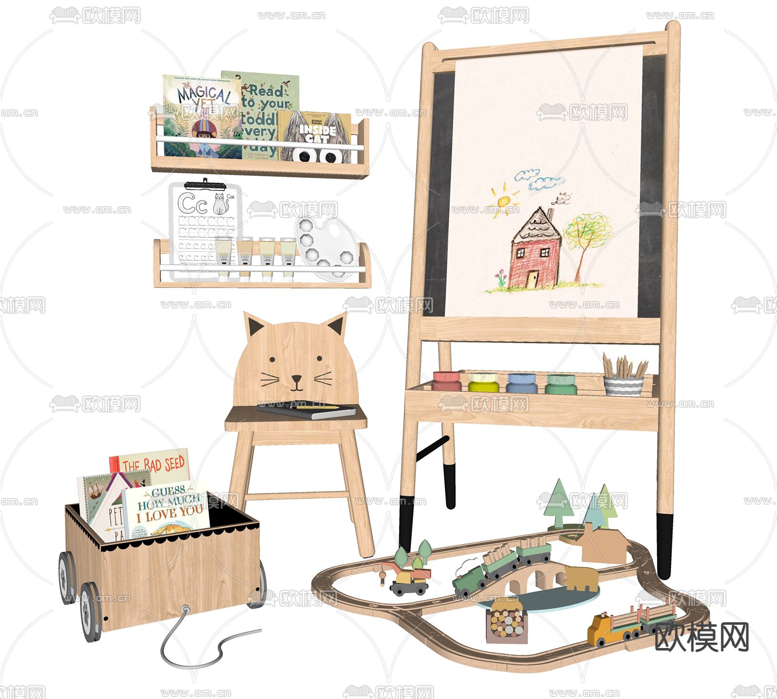 画具 儿童玩具摆件su模型下载（渲染图2）