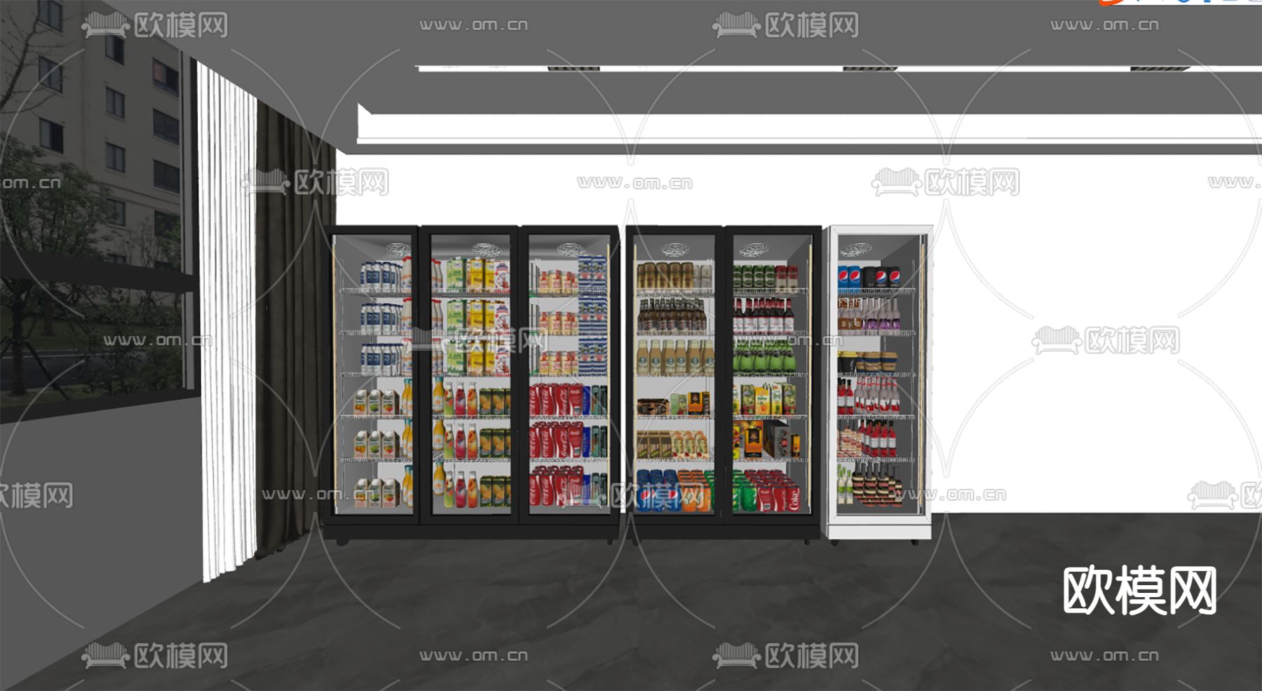 饮料冰柜su模型下载（渲染图2）