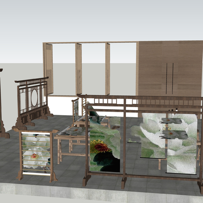  刺绣文化 湘绣文化展区su模型 