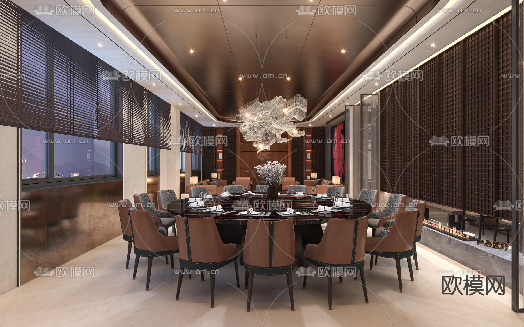 中餐厅包间 包厢 包房3d模型下载_ID14267549_3dmax免费模型-欧模网