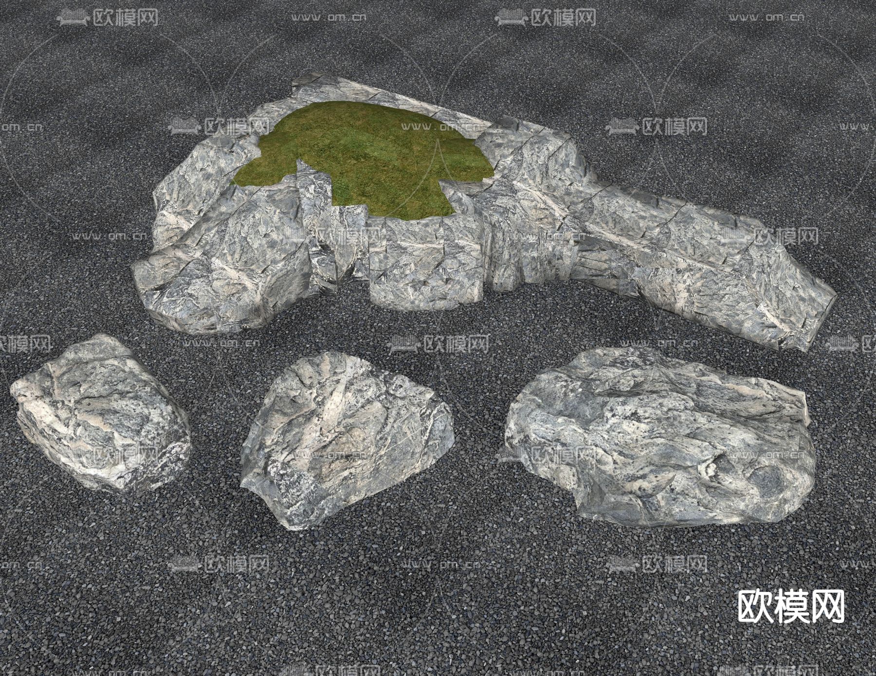 泰山石 纹理石 云石su模型