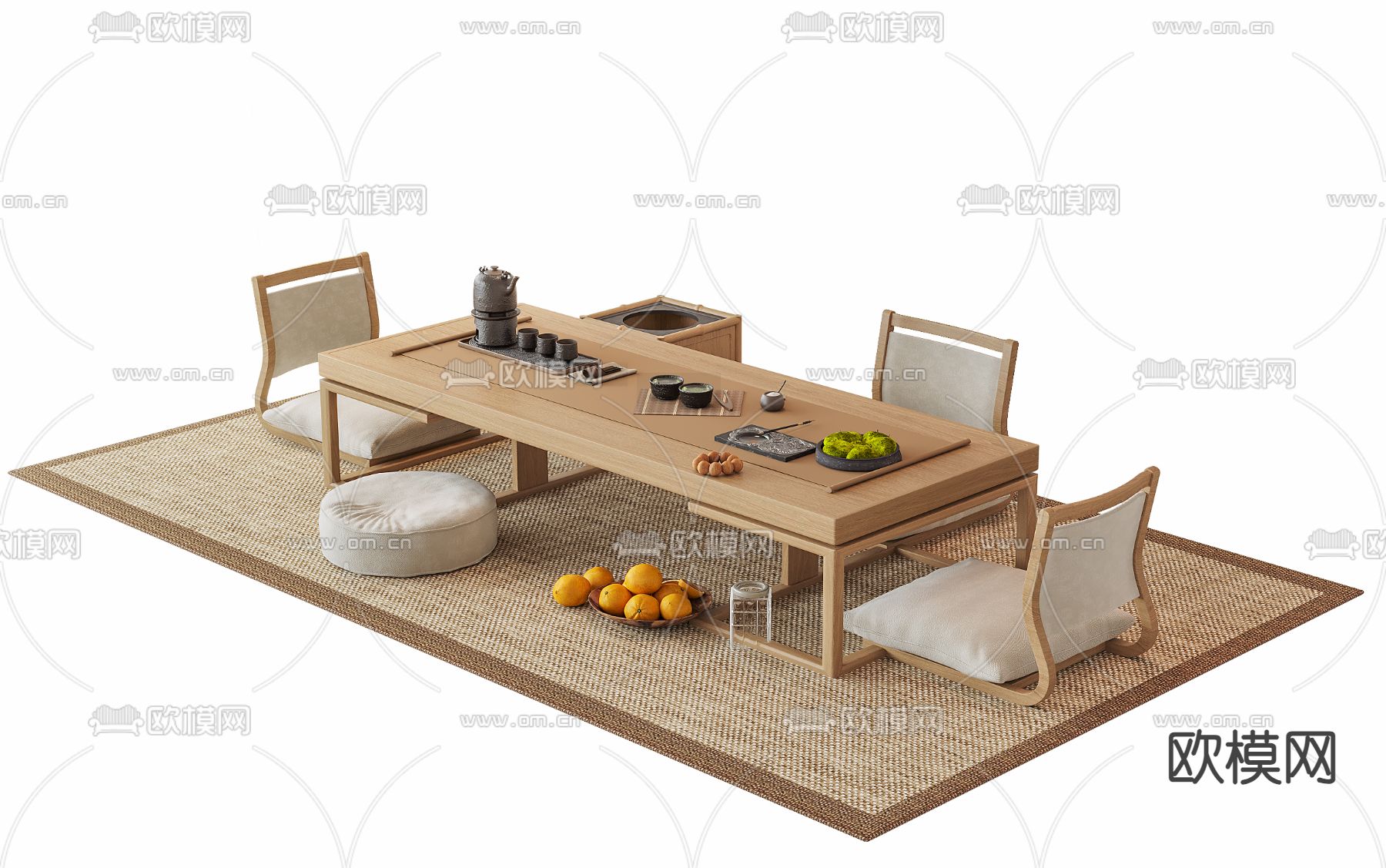 日式茶台 榻榻米茶桌3d模型下载