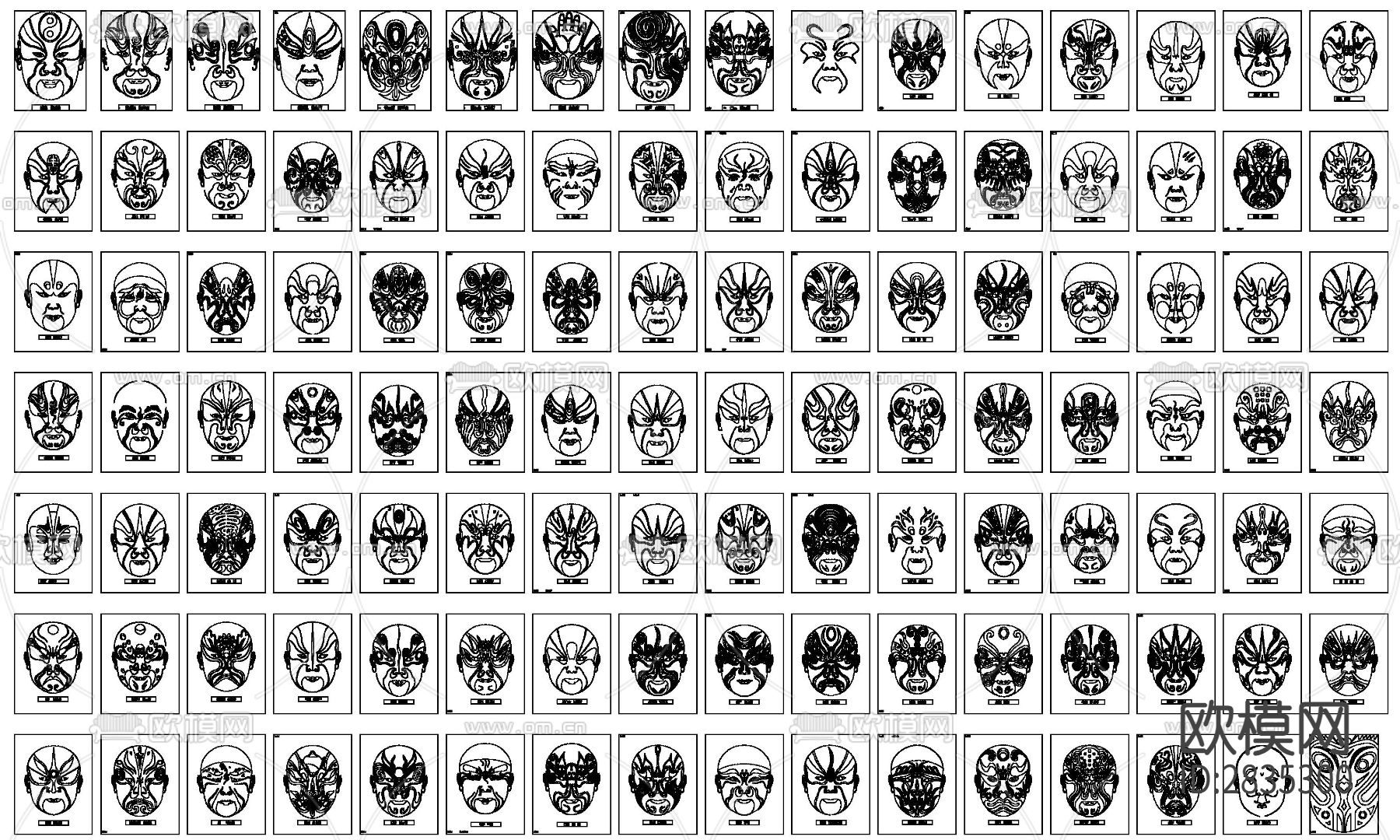 中式元素百福图屏风雕花cad图库下载（渲染图3）