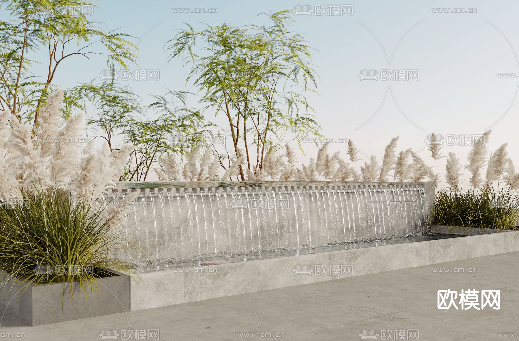 假山水景小品 流水3d模型下载