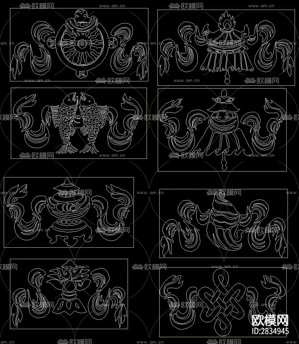 藏式花纹cad图库下载（渲染图1）