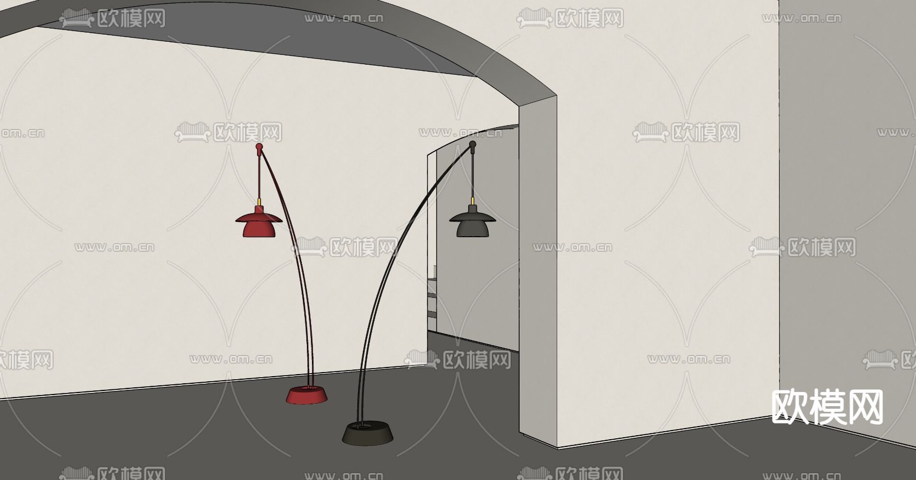 北欧落地灯su模型下载（渲染图2）