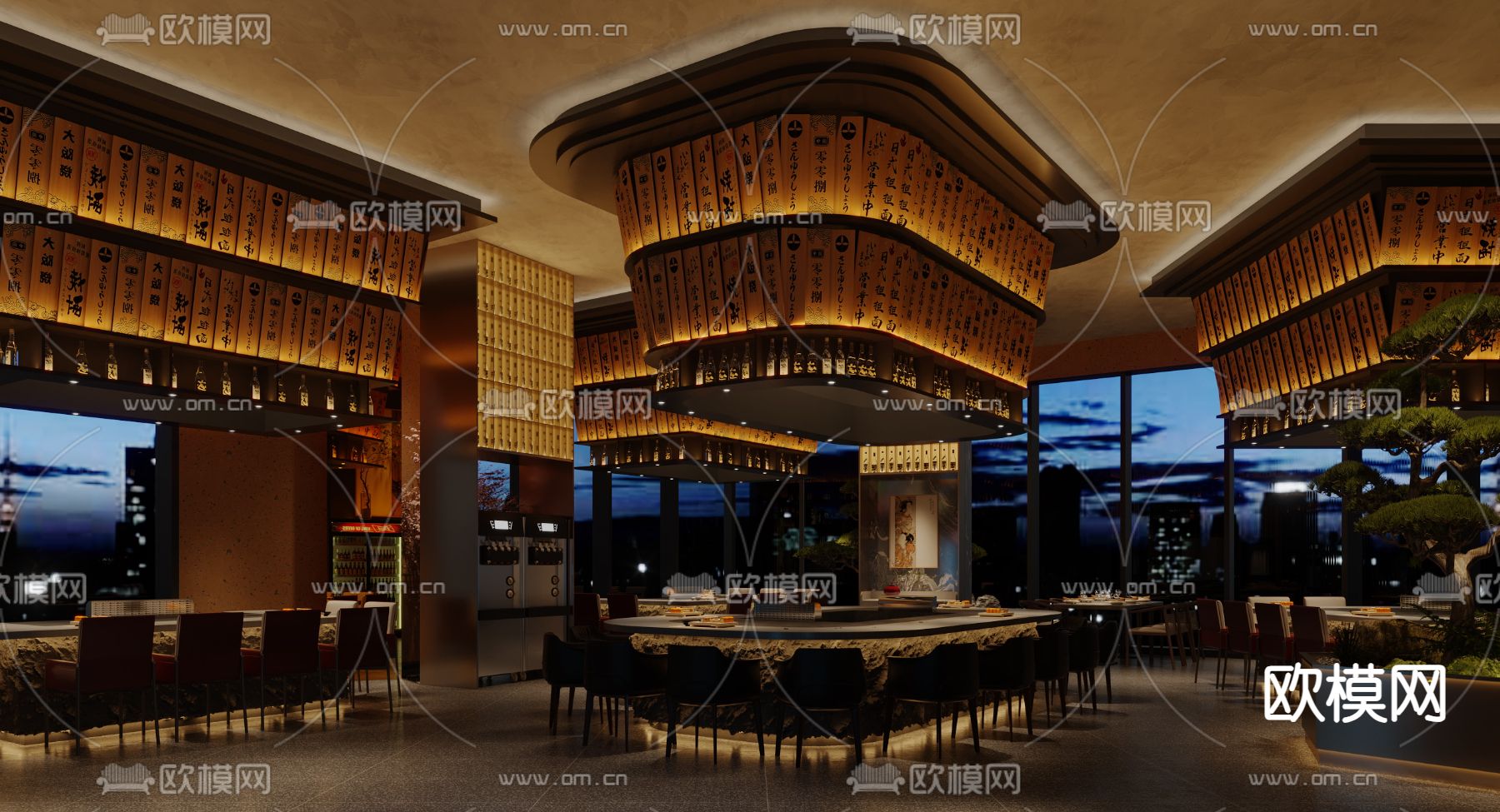 日式料理餐厅 铁板烧3d模型下载（渲染图3）