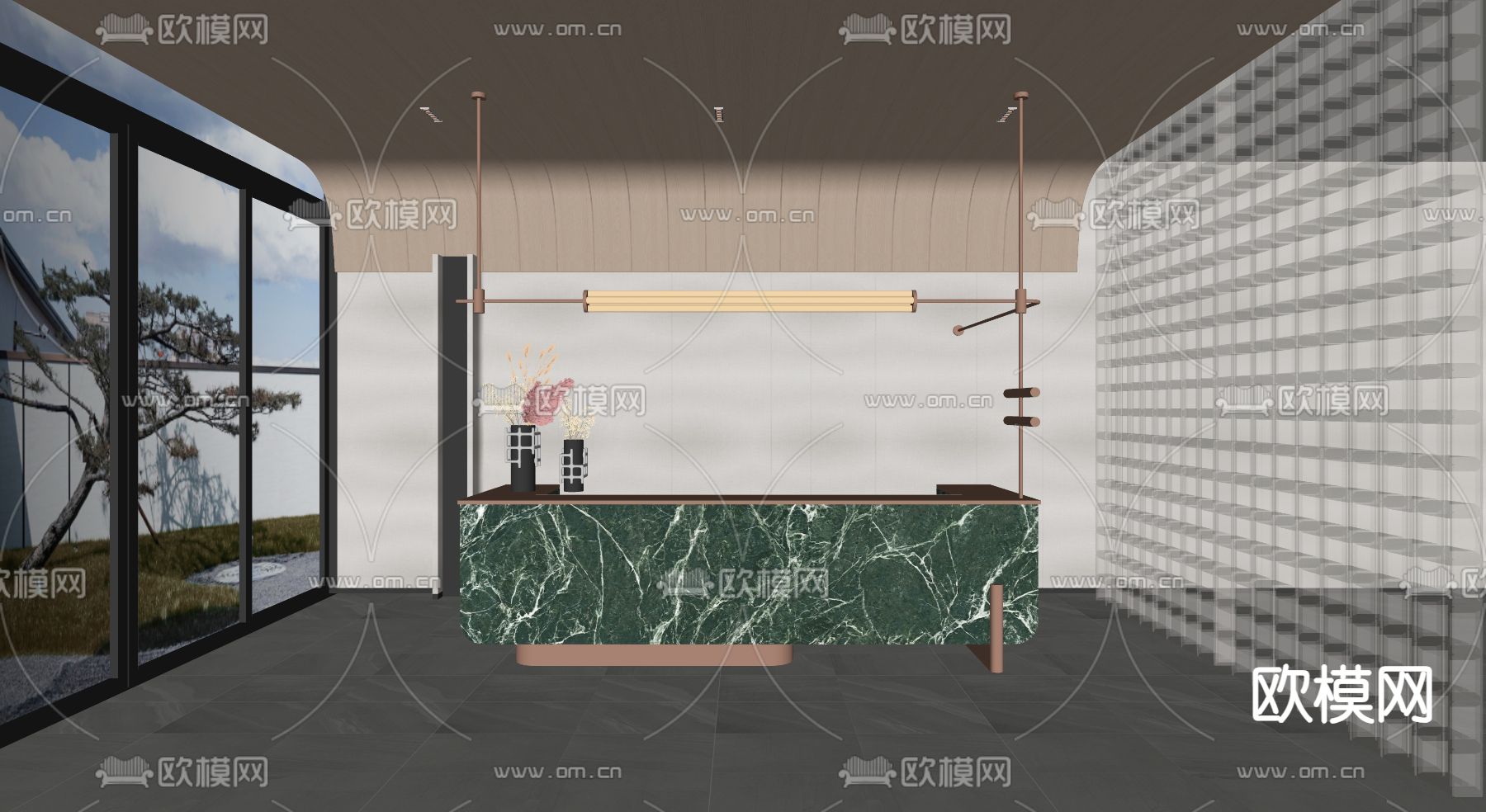 现代前台su模型下载（渲染图2）