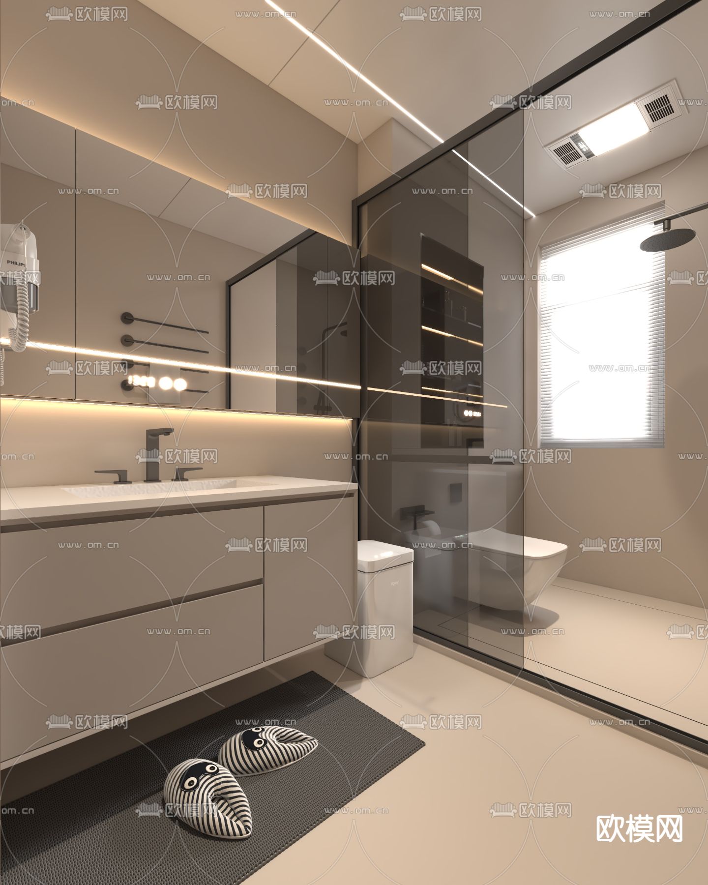 卫生间 浴室3d模型下载（渲染图1）