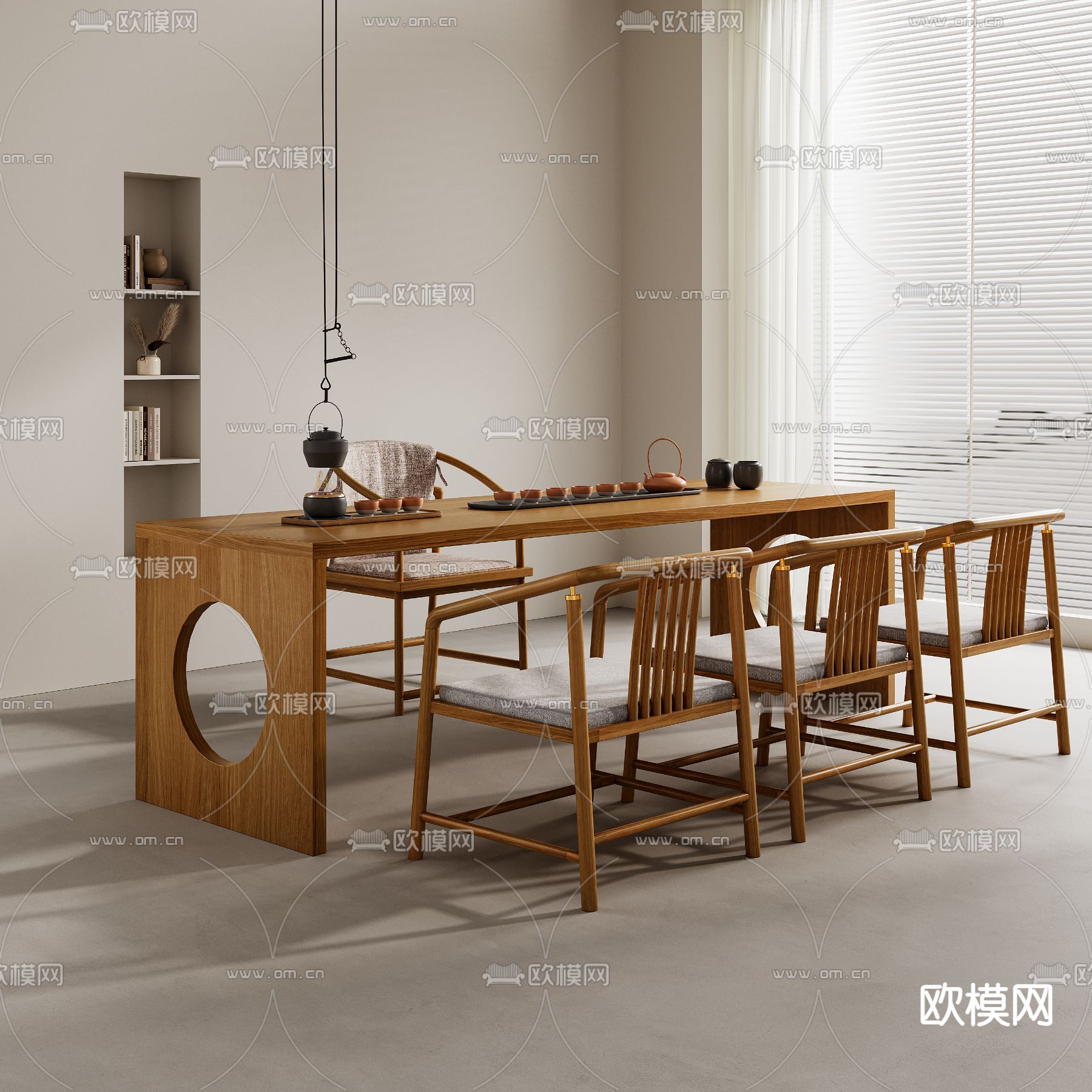 新中式茶桌 茶台3d模型下载