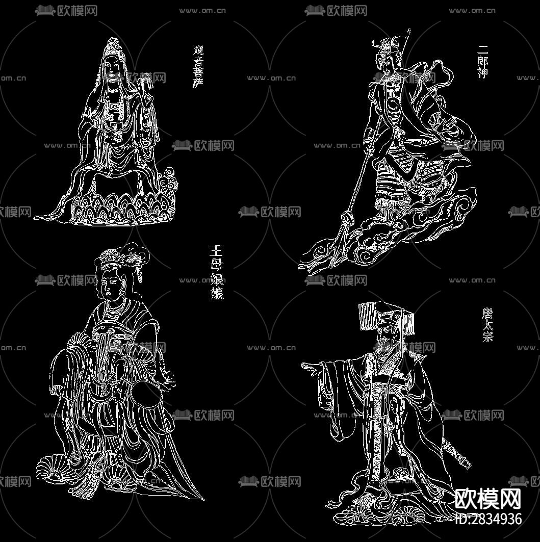 观音佛像佛祖cad图库