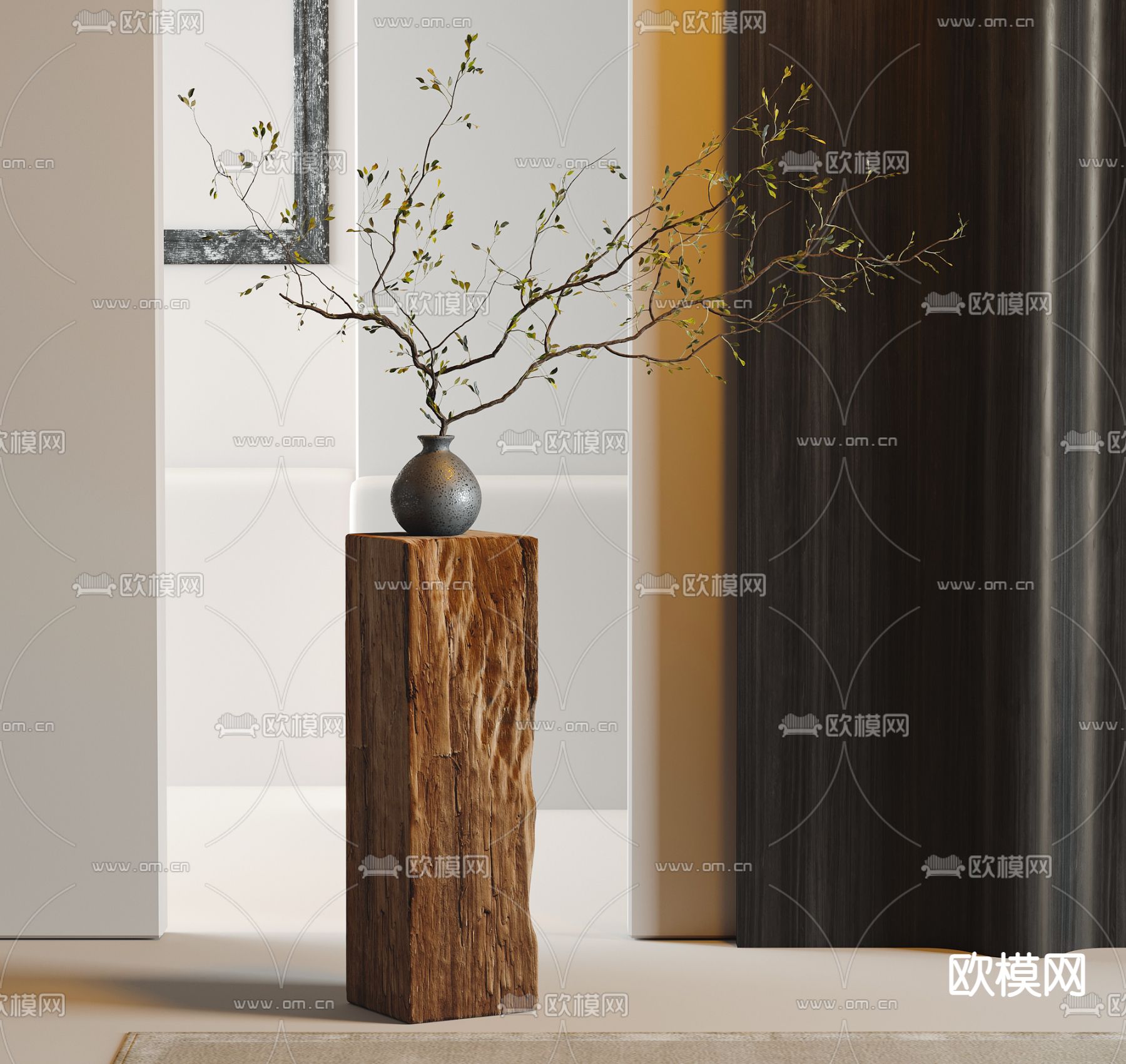 侘寂花瓶 花艺 插花3d模型下载