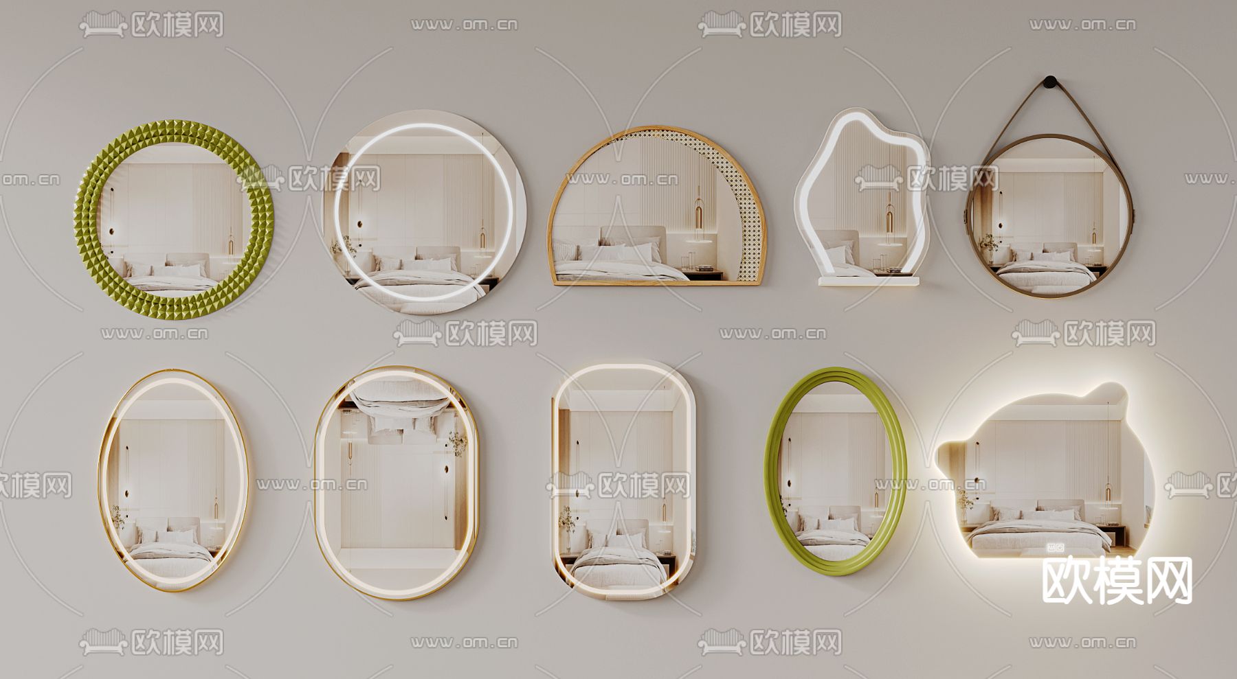 卫浴镜 化妆镜 装饰镜su模型下载（渲染图1）